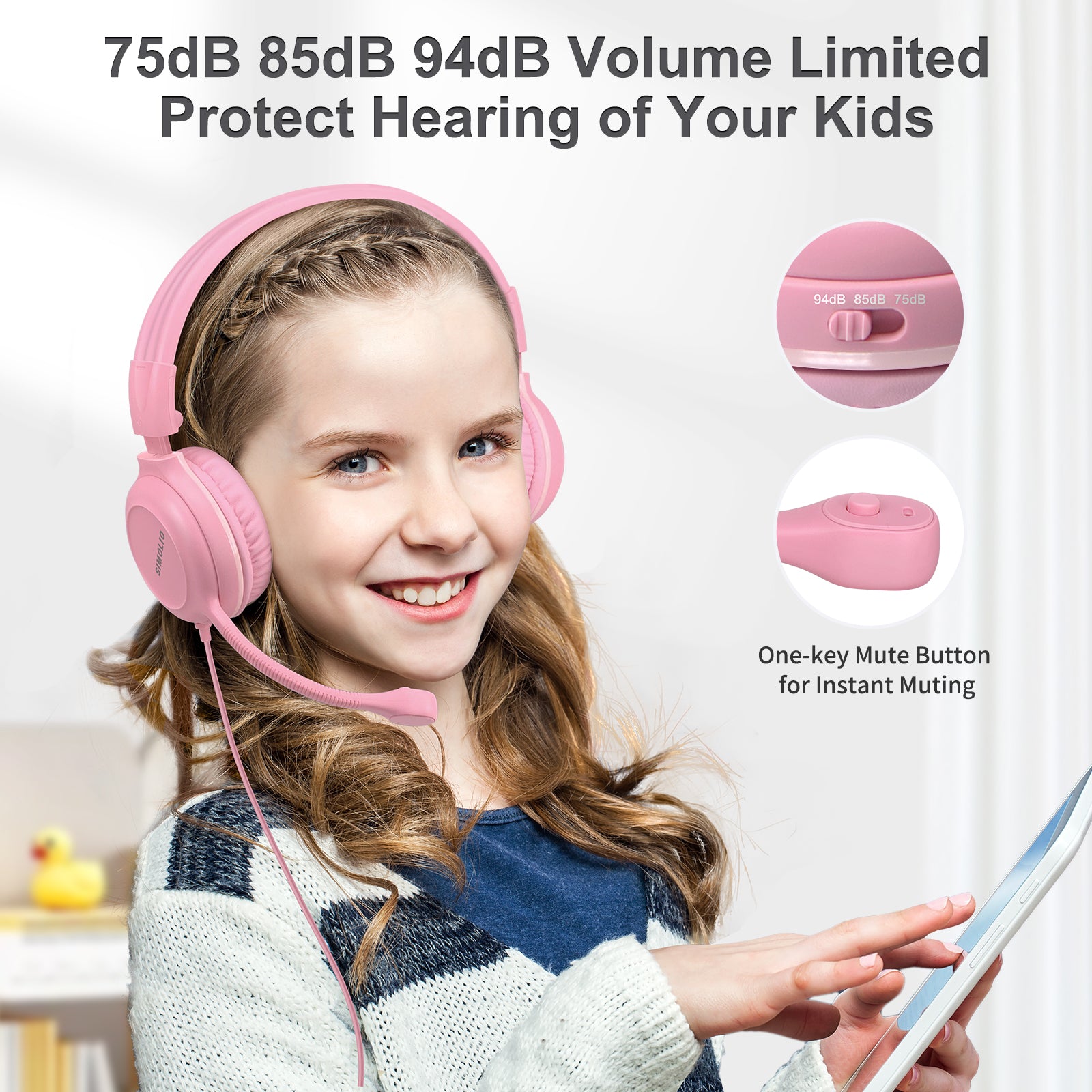Kids Headphones with Microphone for School Hearing Protection kd-1
