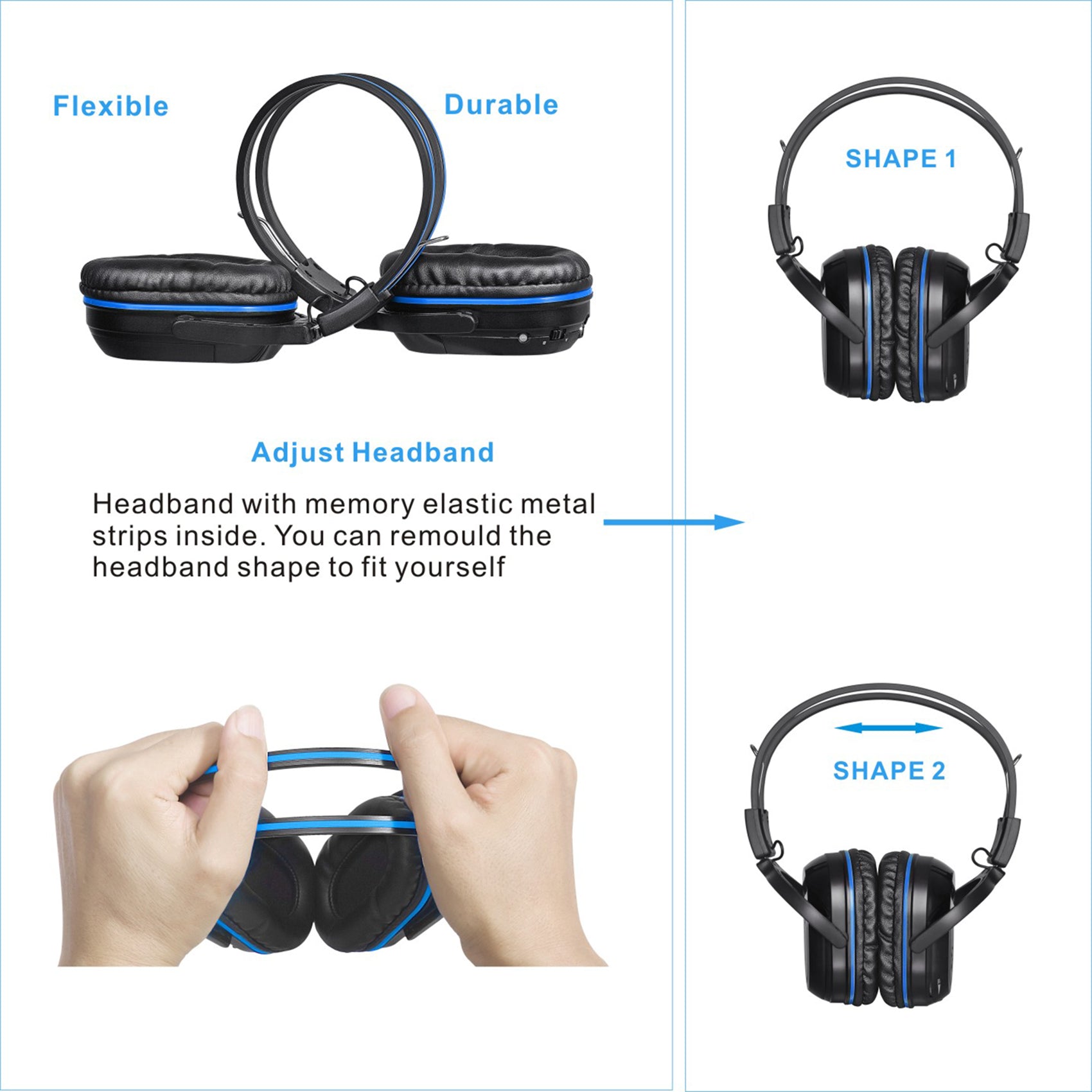 SIMOLIO SM-563B2 foldable universal IR car headphones durable flexible