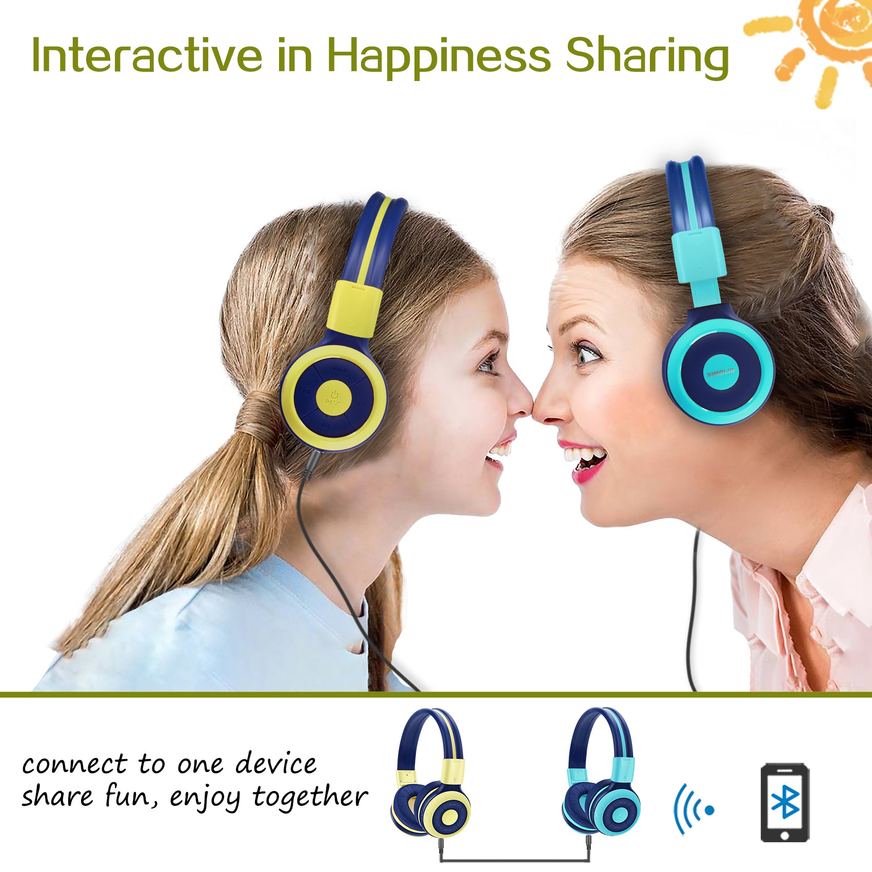 Simolio JH-712 kids wireless headphones share jack MG