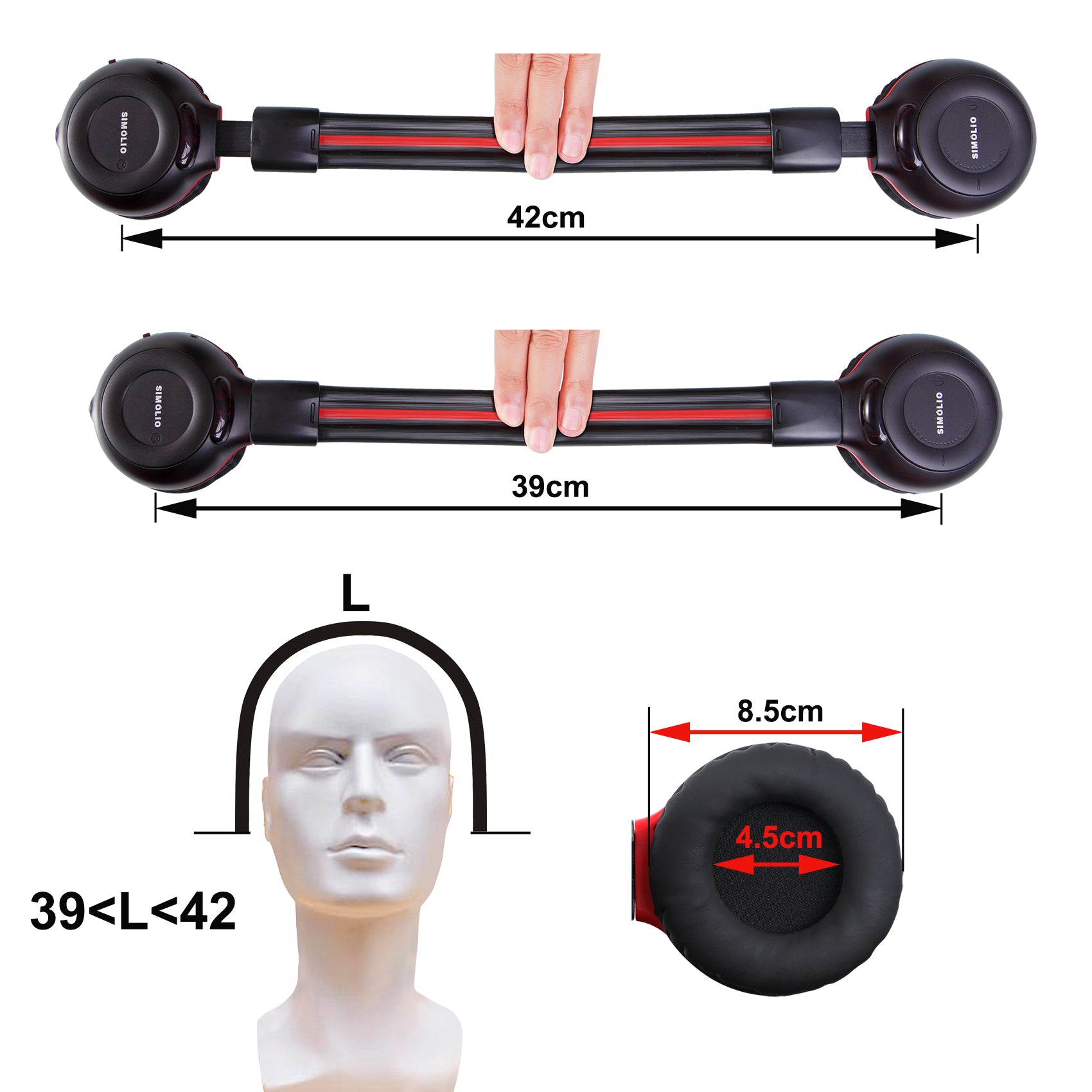 SIMOLIO SM-561B3 wireless car headphones with dual channels adjustable