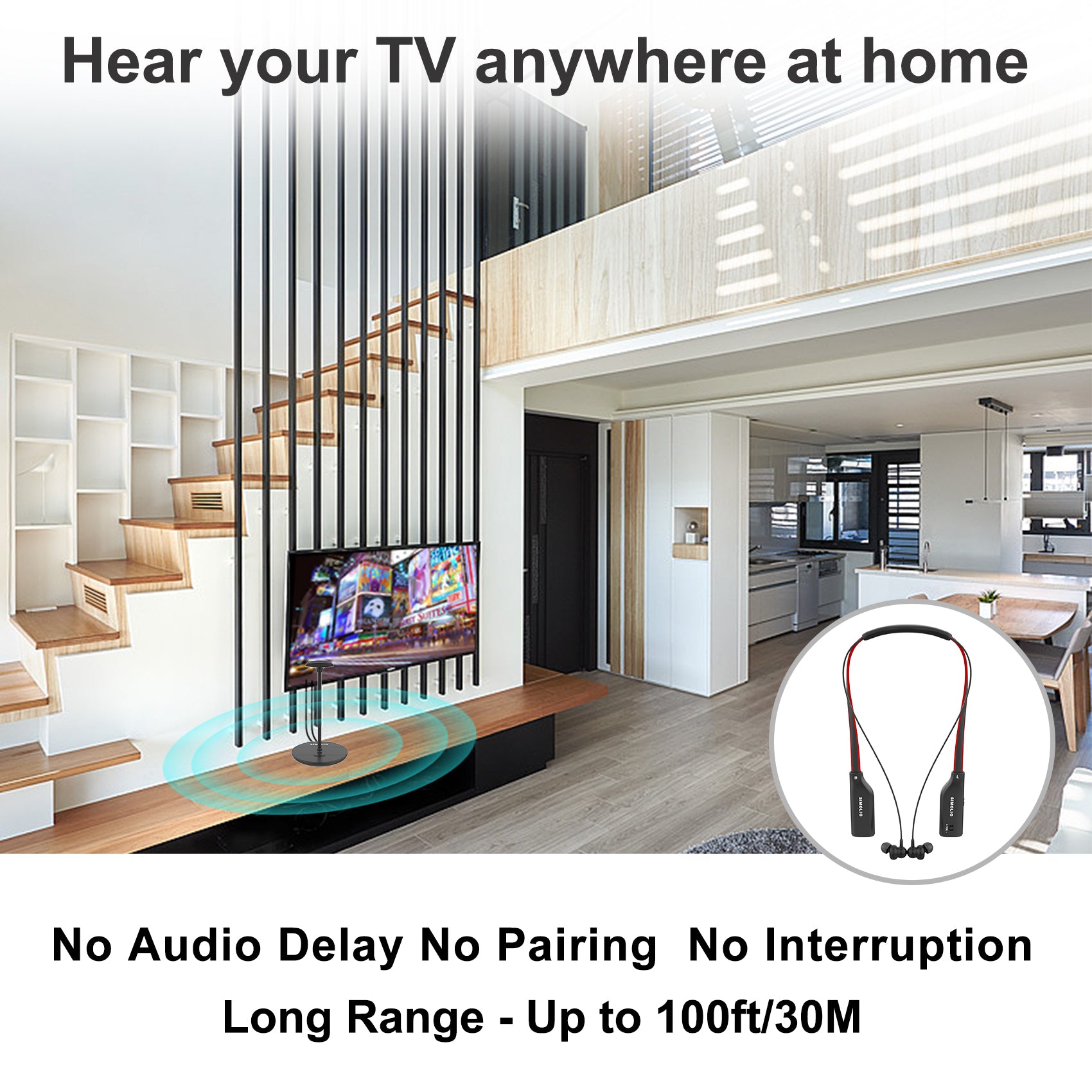 SIMOLIO-wireless-headphones-for-tv-SM-828D2-long-working-range