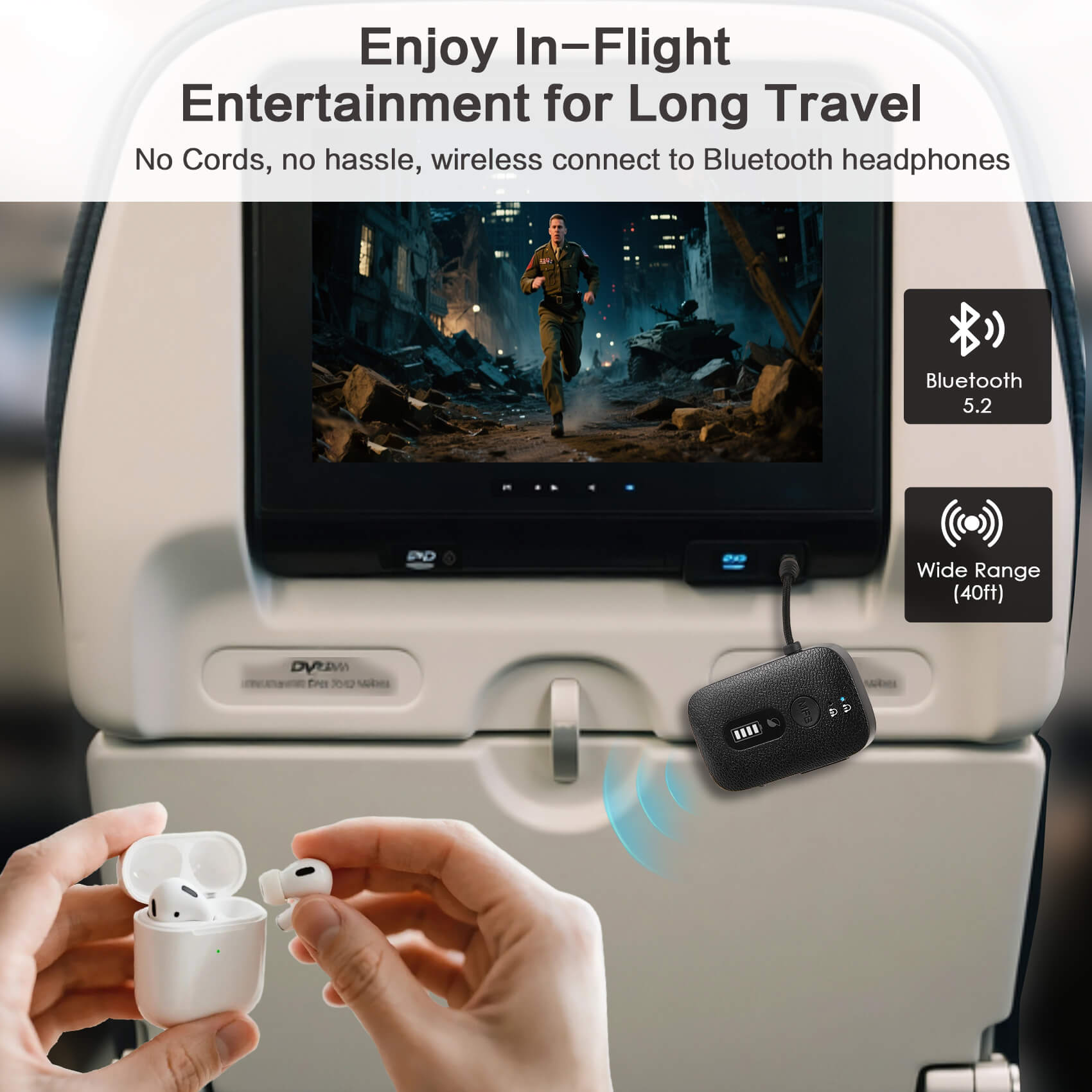 SIMOLIO Airplane Bluetooth Transmitter for Earbuds/Headphones JH-203A Simolio Electronics