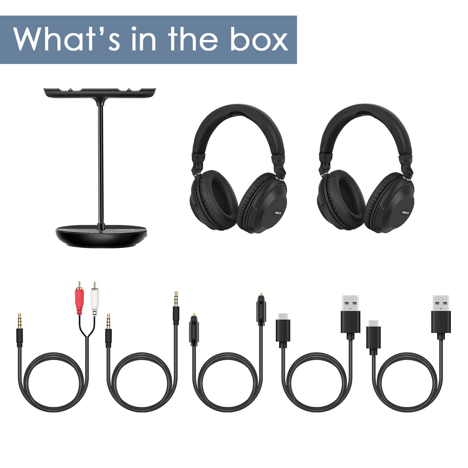 SIIMOLIO Dual Wireless Headsets for TV with Cinema and Clear Dialog Modes (JH-737D2 Plus)