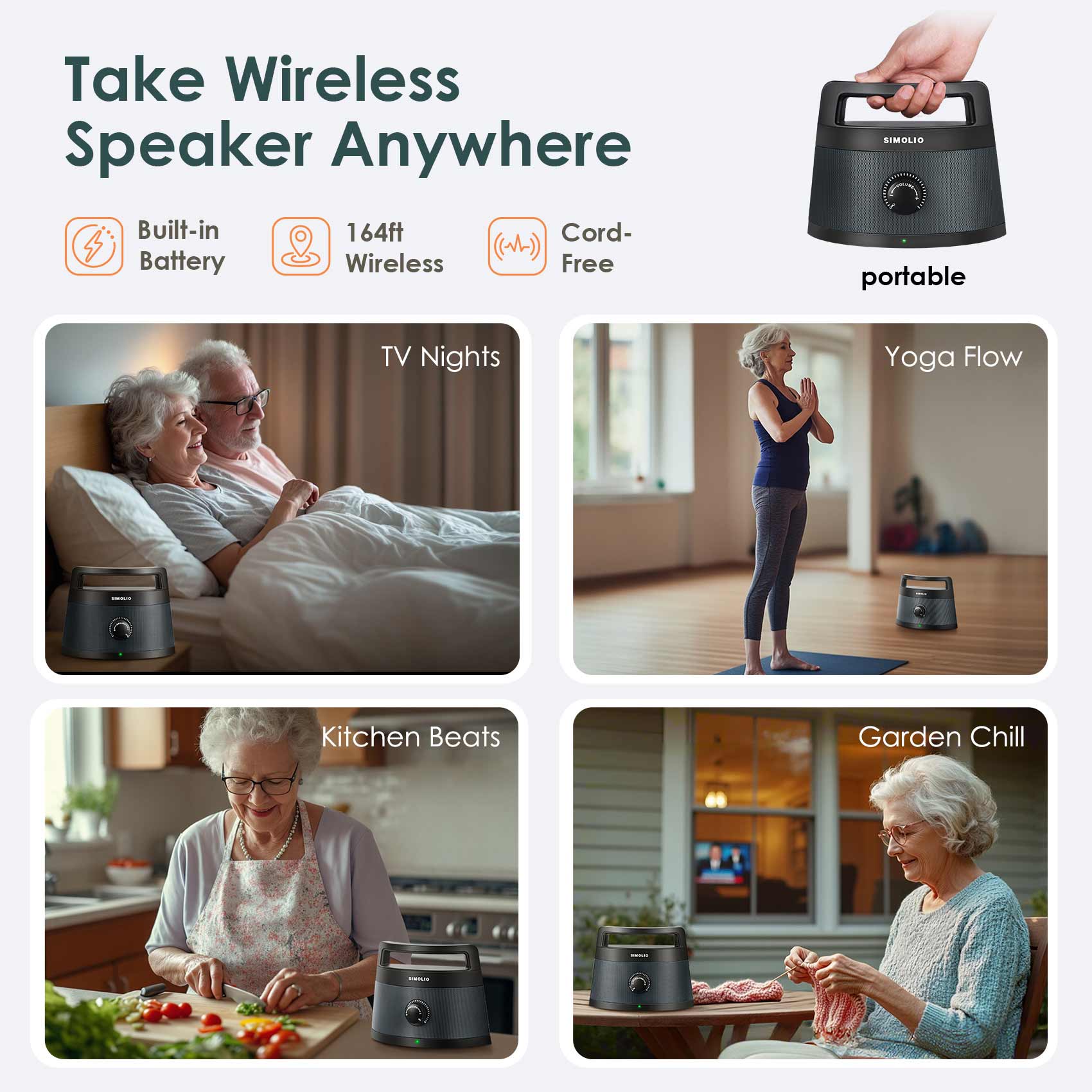 SIMOLIO Wireless TV Speakers for Elderly, Gray (SM-621D PLUS)
