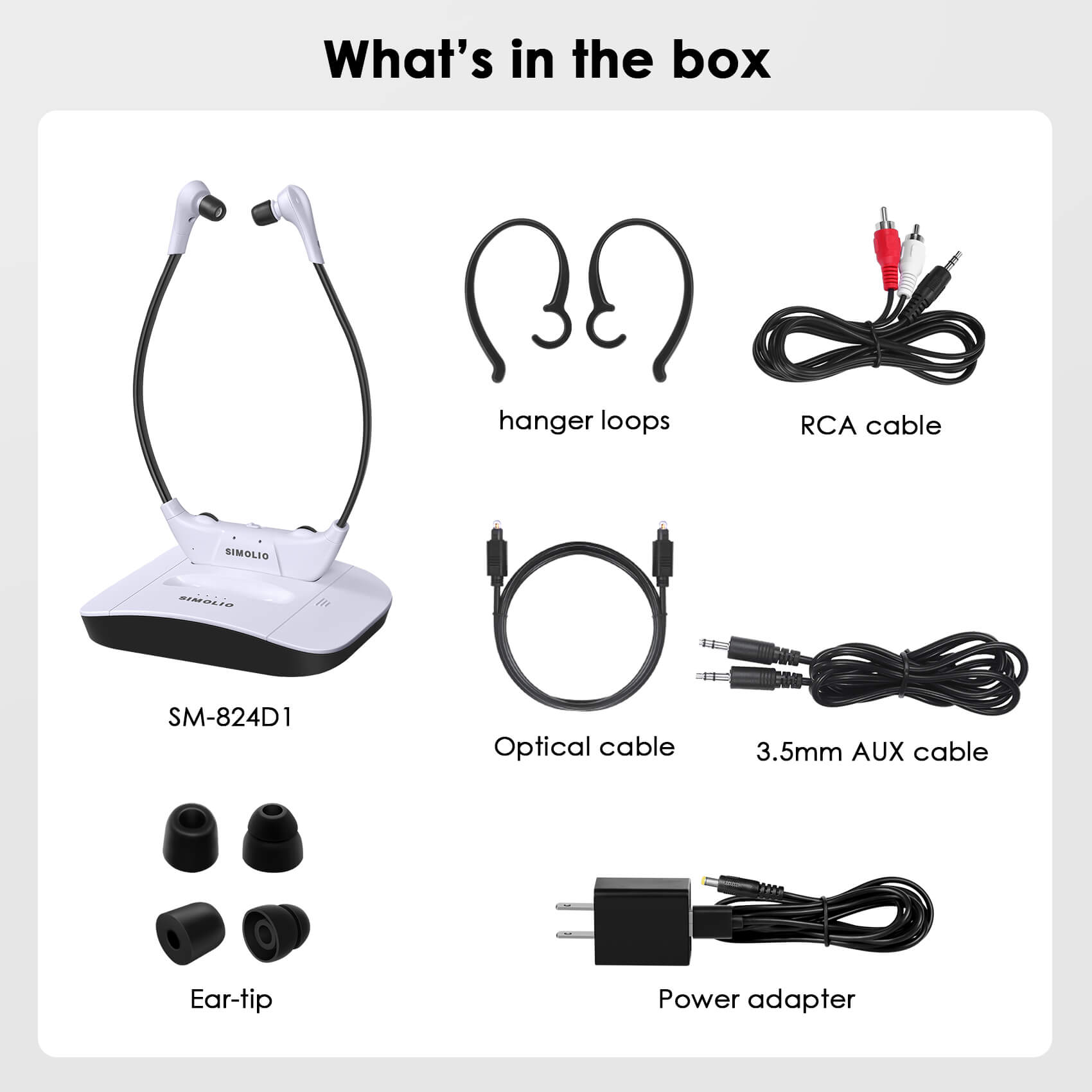 SIMOLIO Wireless Headset for TV for Elderly and Hard of Hearing (SM-824D1) Simolio Electronics