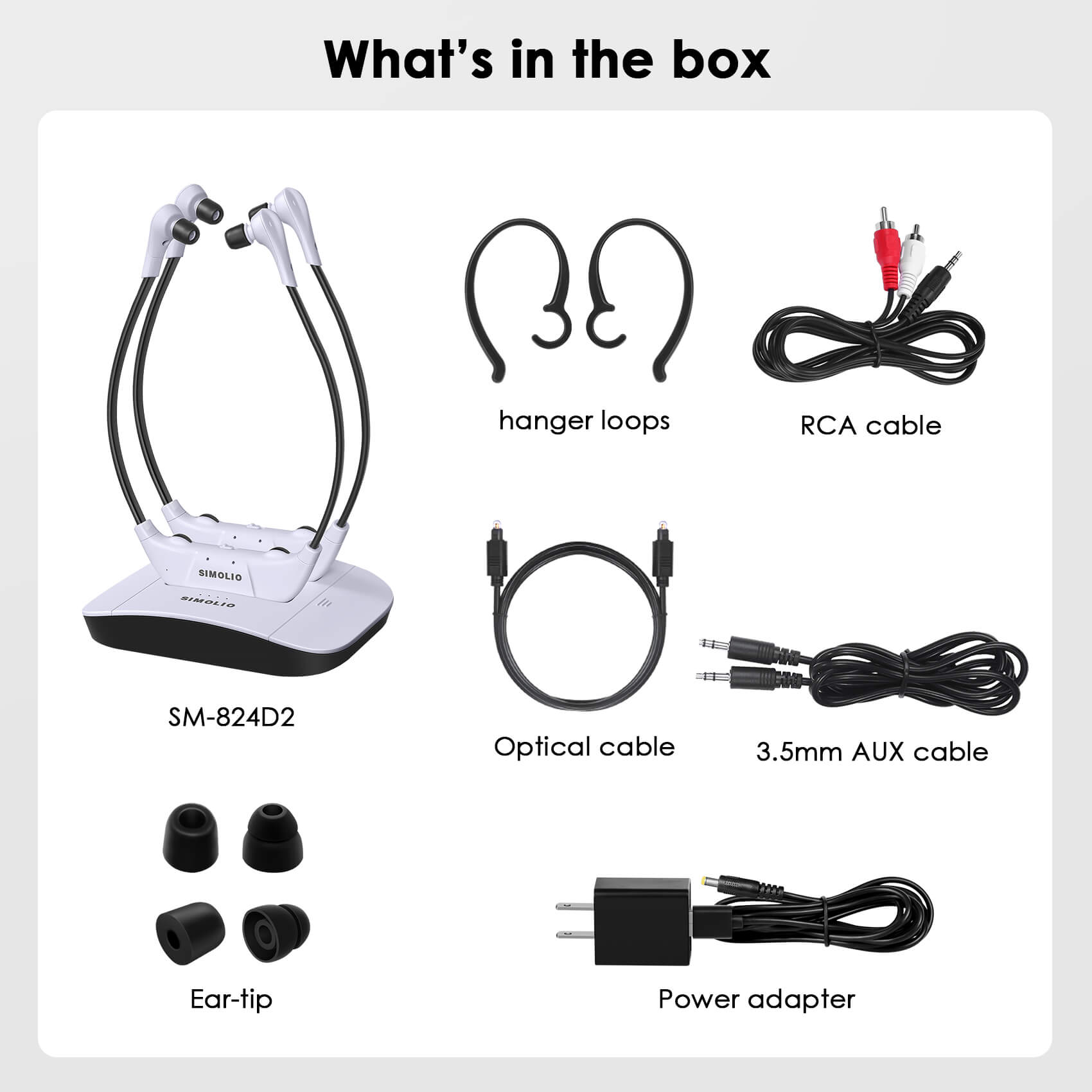 SIMOLIO Dual Wireless Headsets for TV for Elderly and Hard of Hearing (SM-824D2) Simolio Electronics