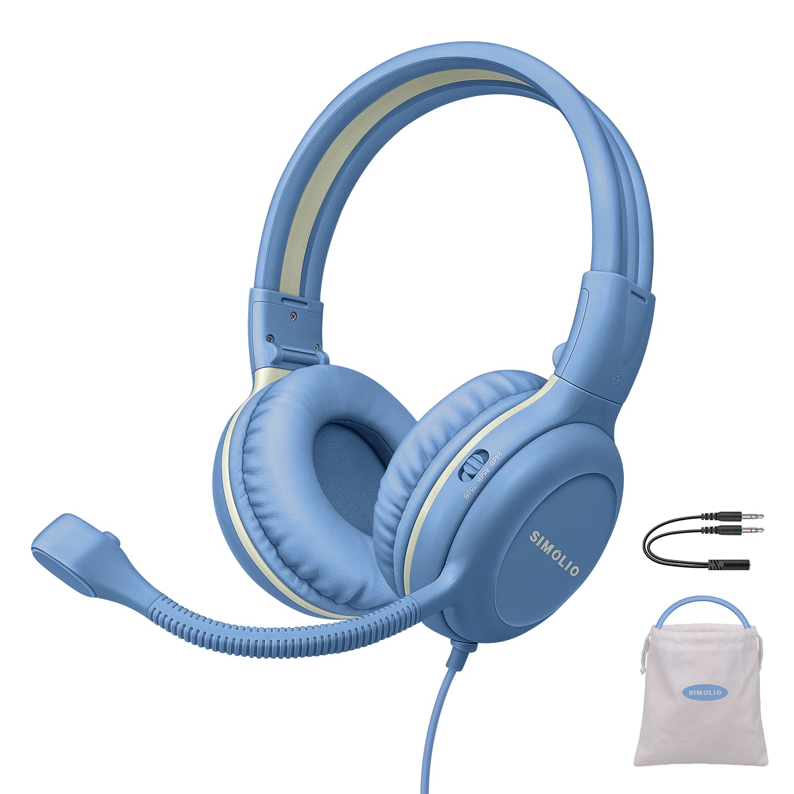 Kids Headphones with Microphone for School kd-1 light blue