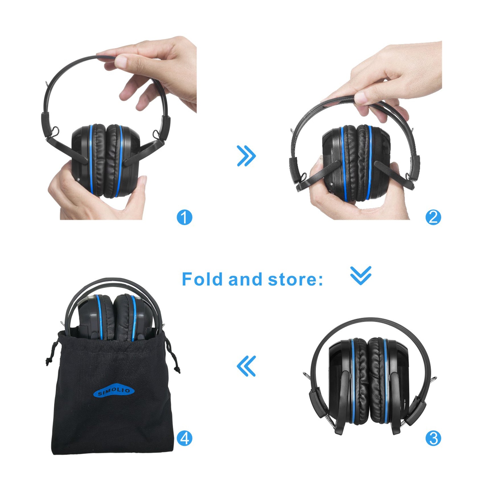 SIMOLIO SM-563B2 foldable universal IR car headphones portable