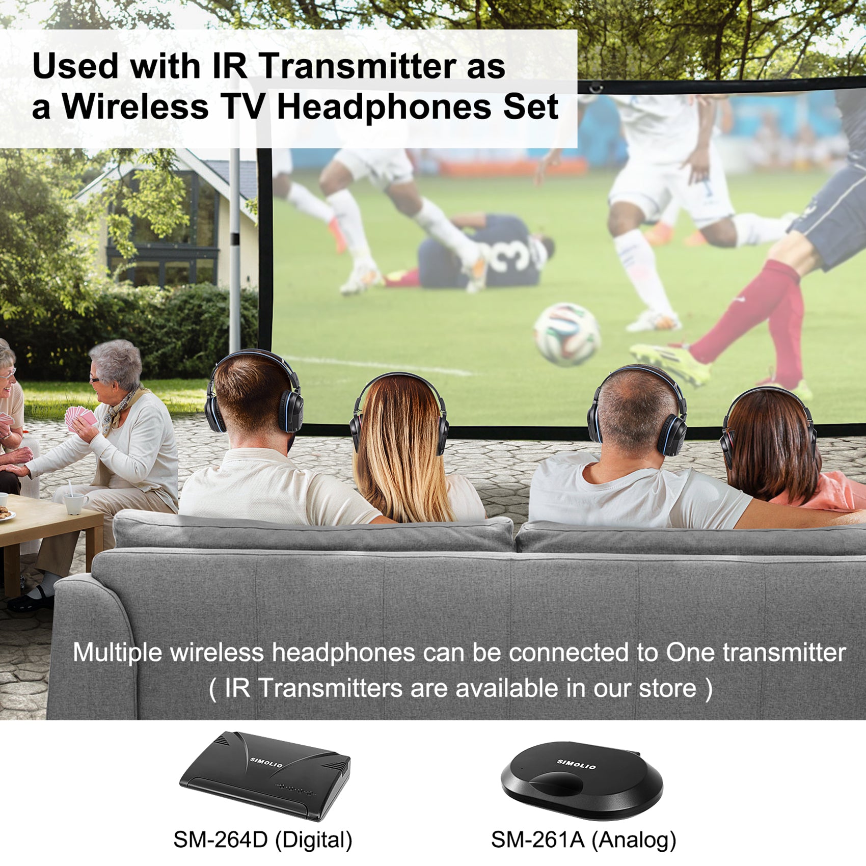 SIMOLIO SM-563R1B1 foldable universal IR car headphones work on TV