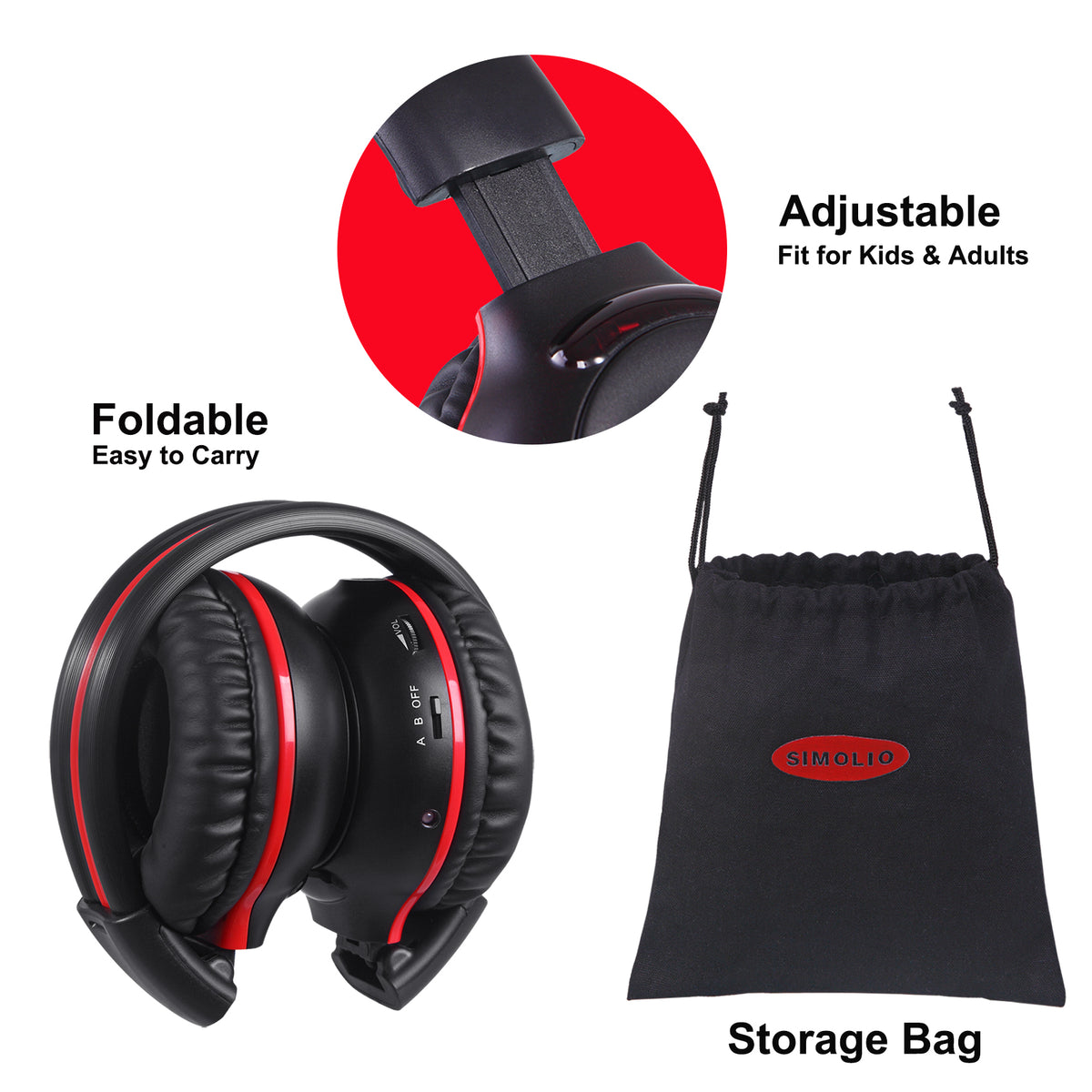 Car Headphones SIMOLIO IR Headphones For Car DVD Pack