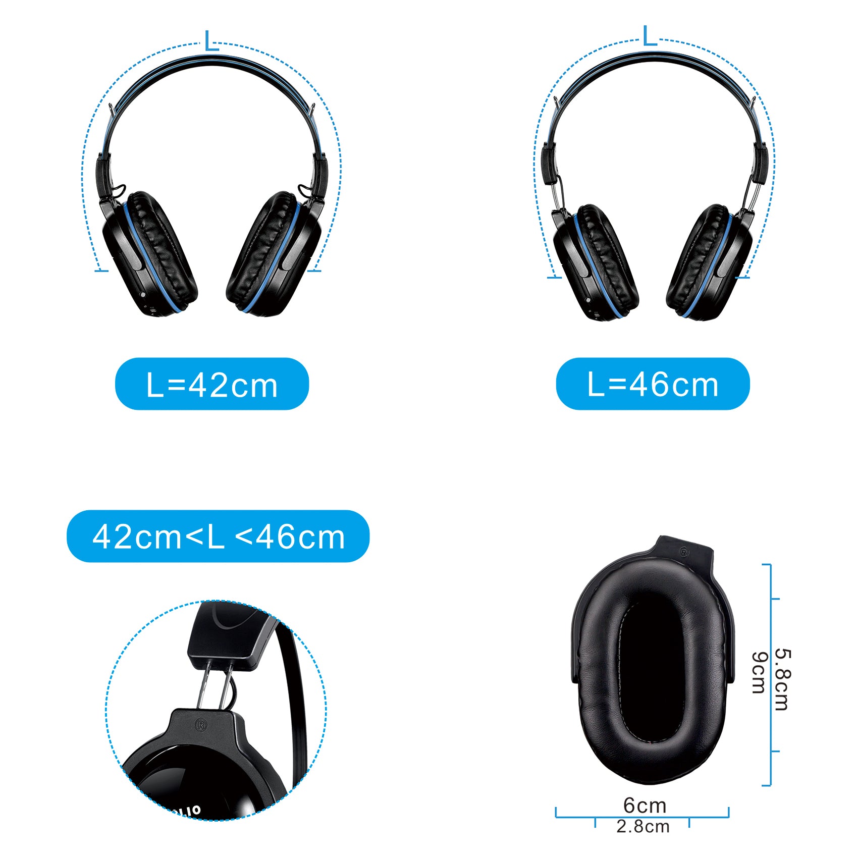 SIMOLIO SM-563R2B2 foldable universal IR car headphones adjustable