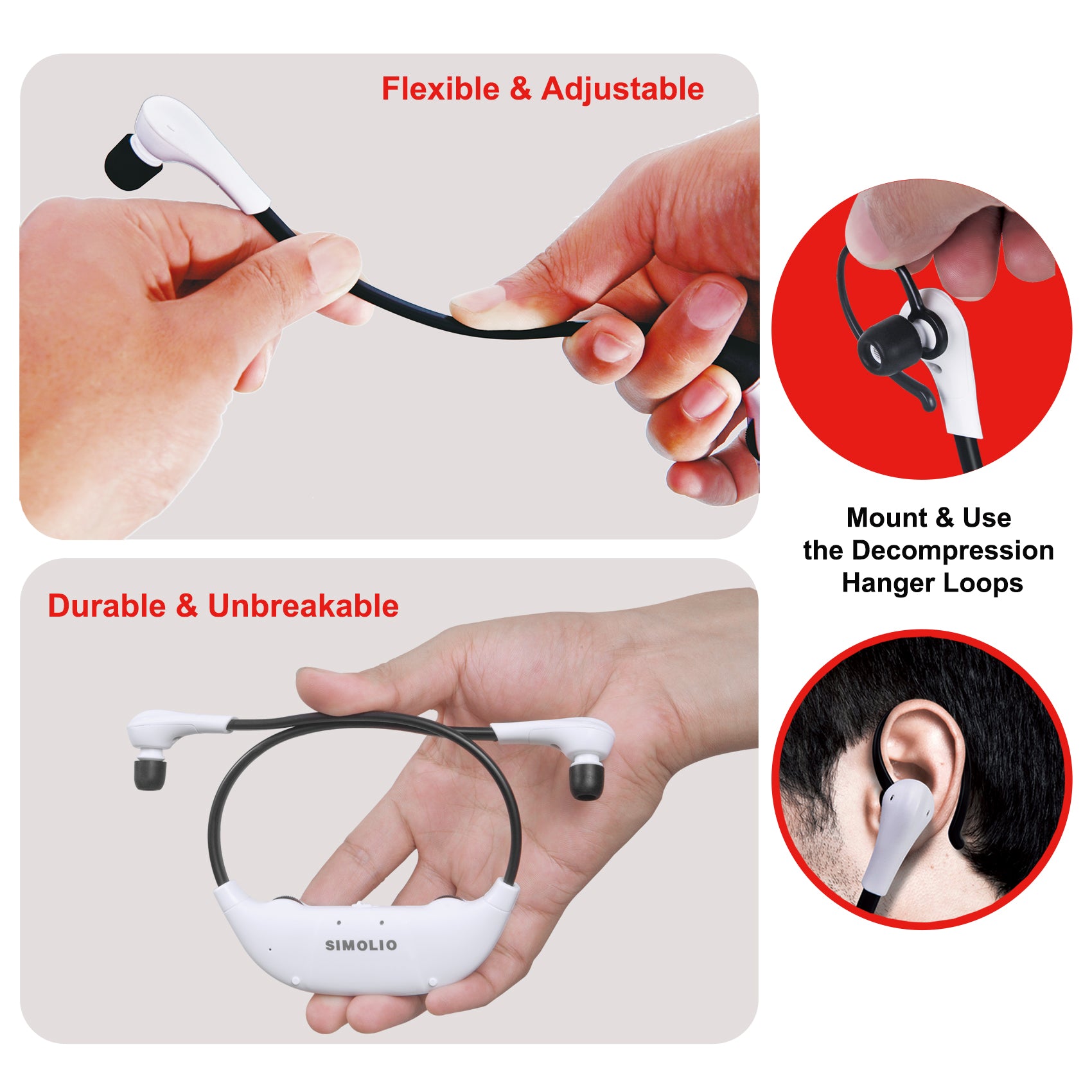 SIMOLIO additional wireless headphones for tv durable flexible