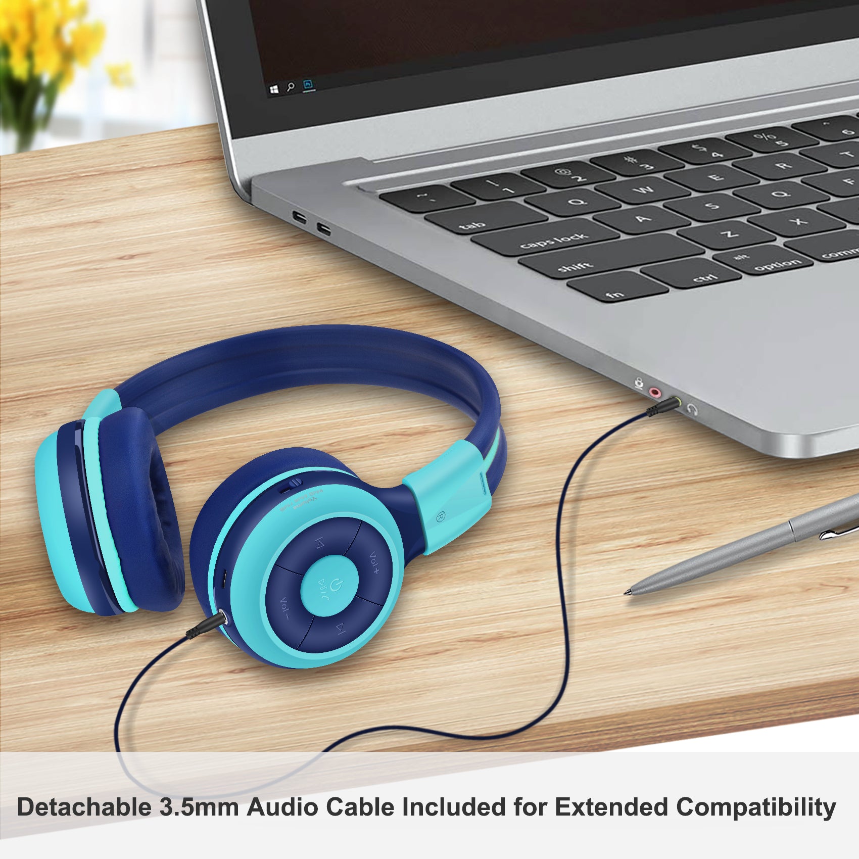 Simolio JH-712 kids wireless headphones detachable 3.5mm audio cable