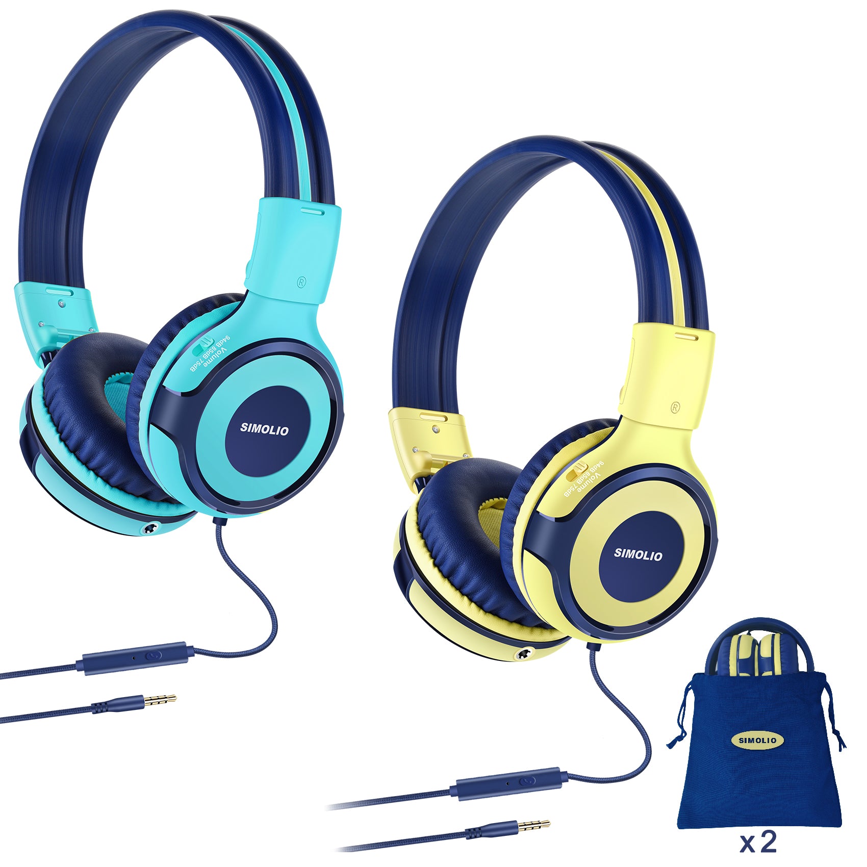 Kids Headphones for School Mint_Yellow