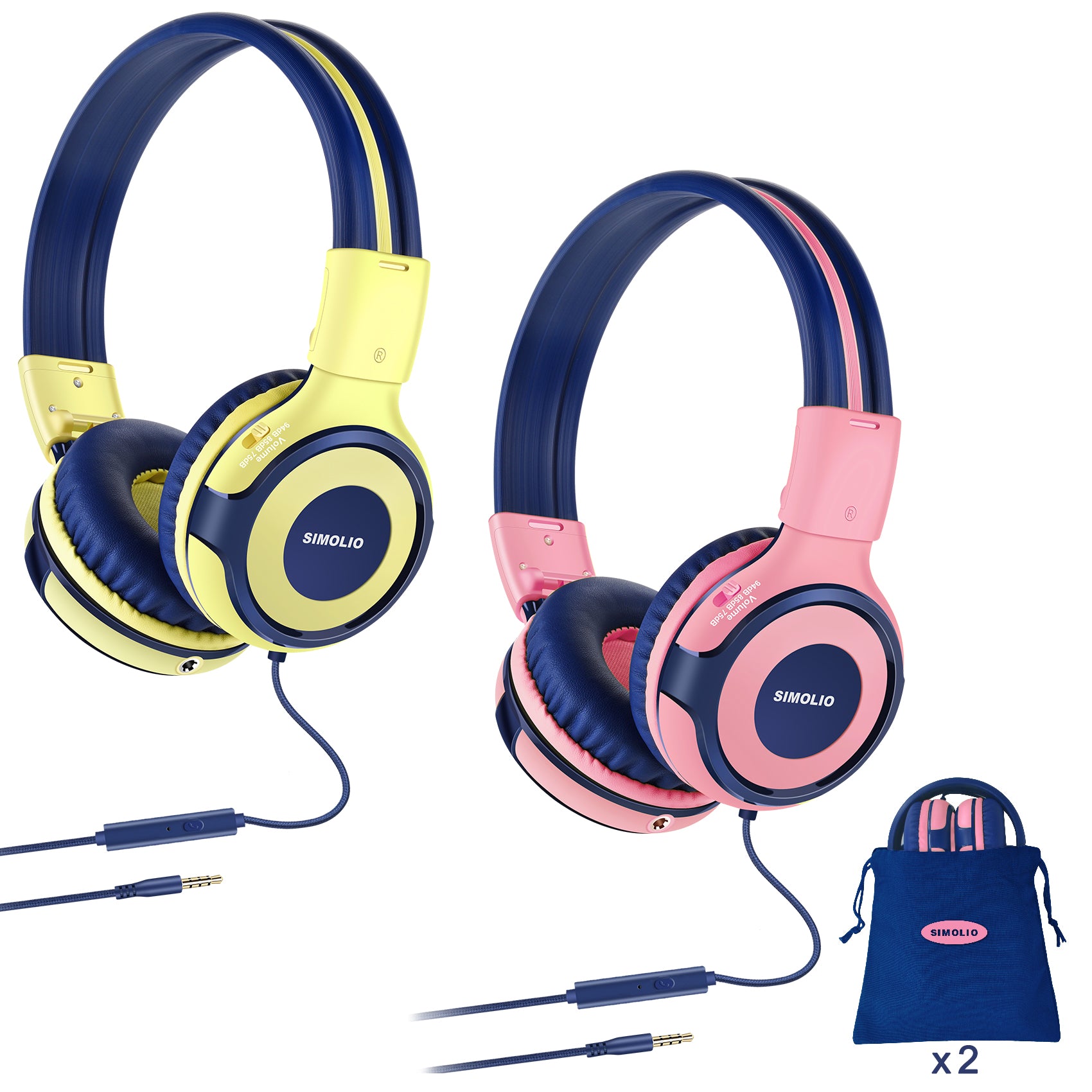 Kids Headphones for School Pink_Yellow
