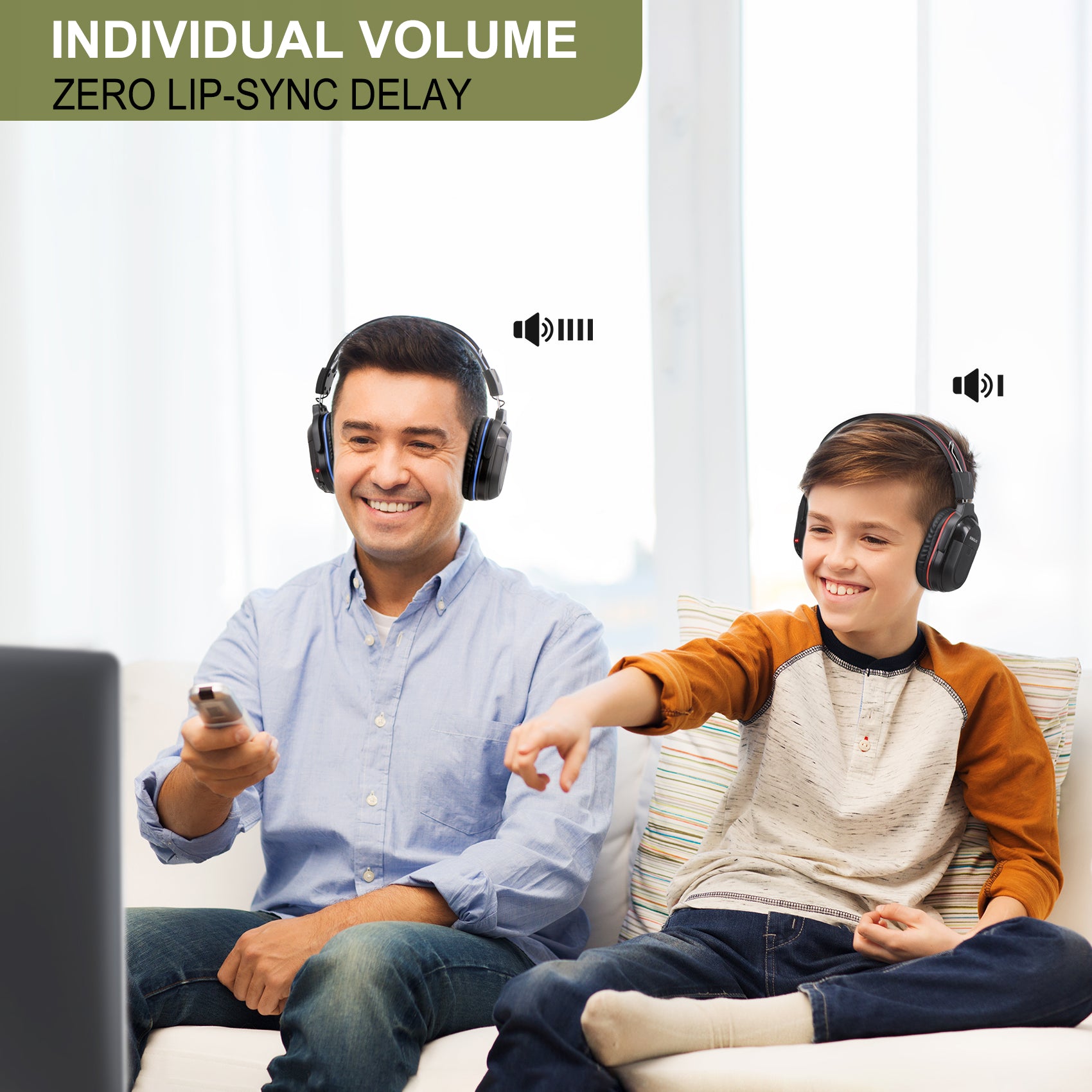 SIMOLIO-IR-Wireless-TV-Headphones-at-Home-2Pack