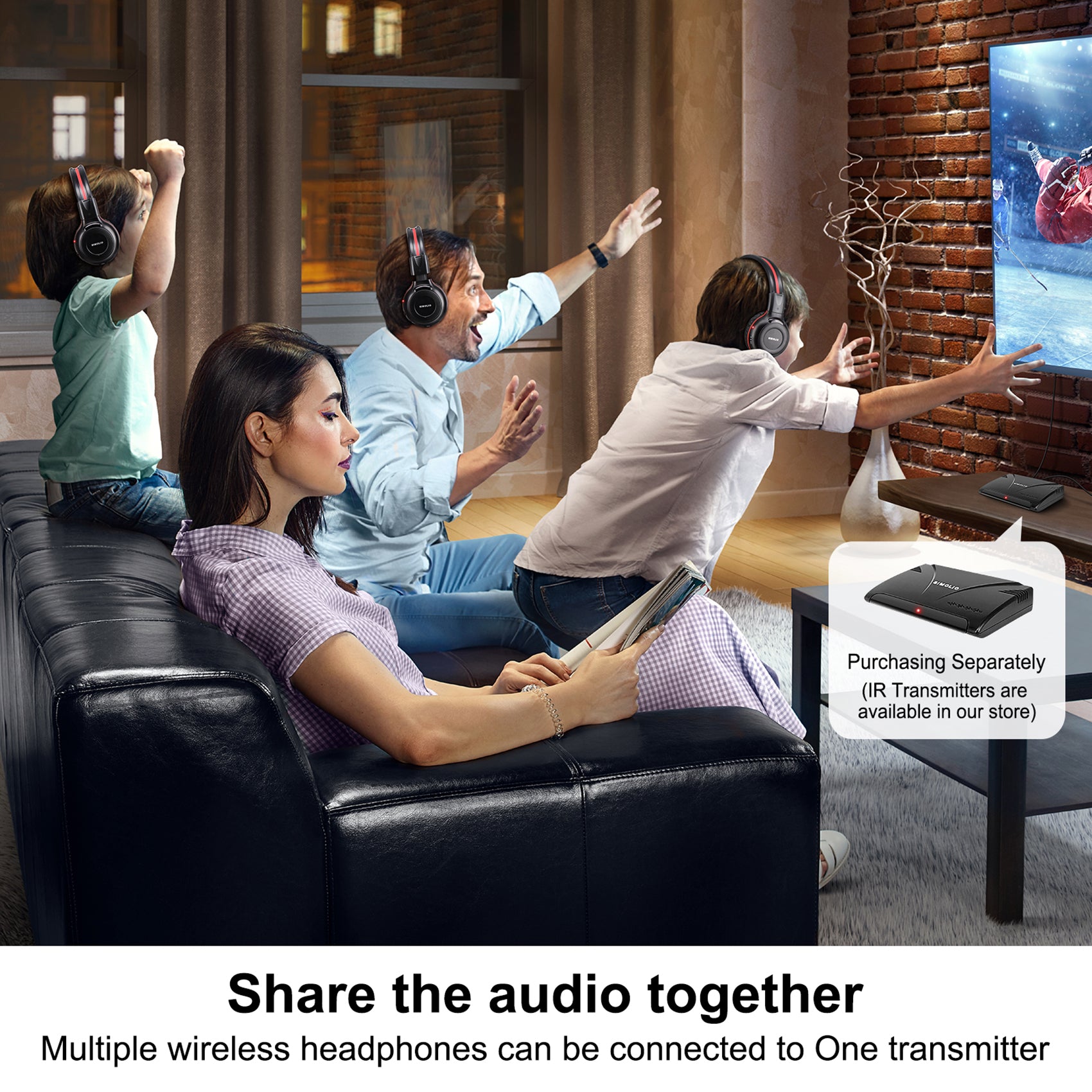 SIMOLIO SM-561B3 wireless car headphones with dual channels work on TV