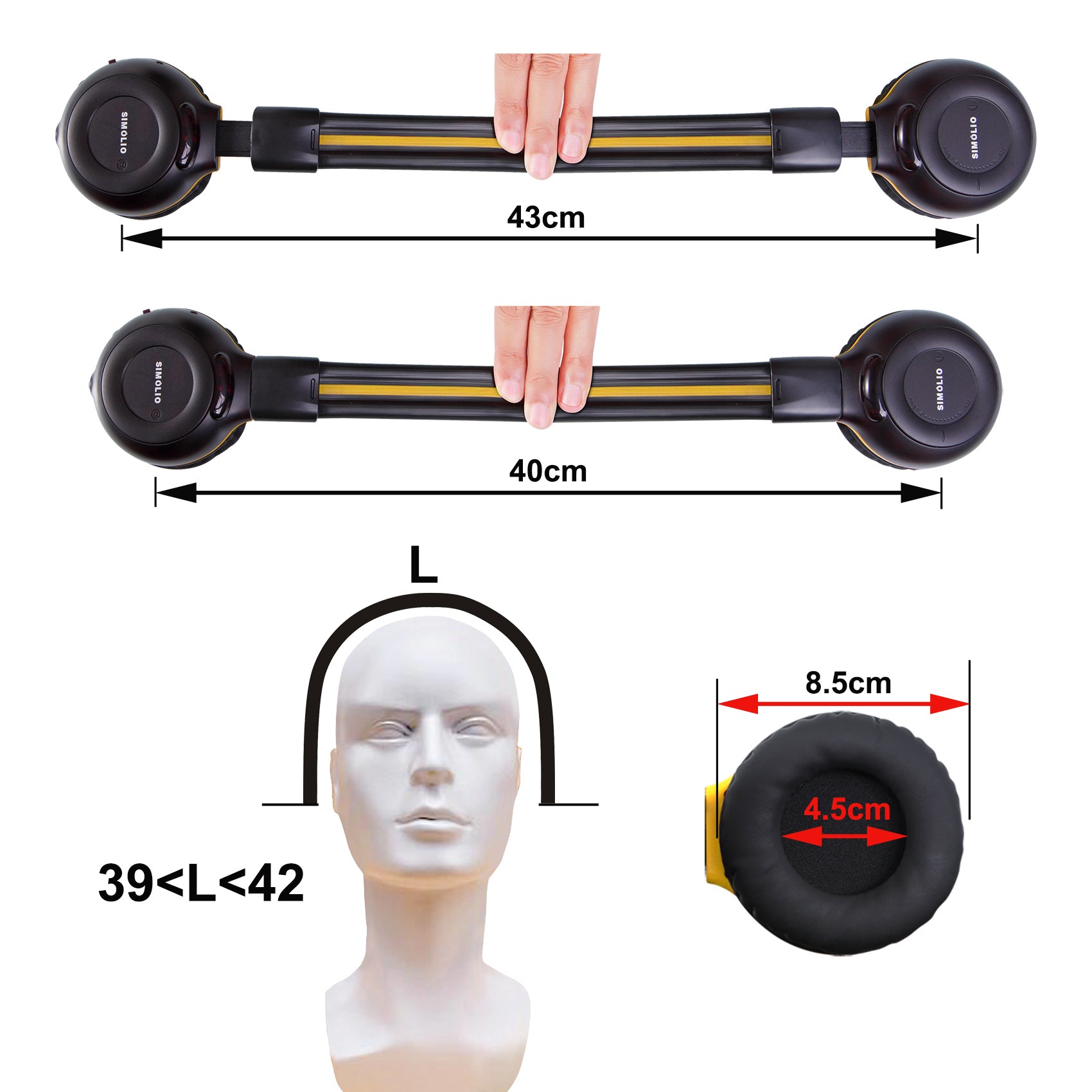 SIMOLIO SM-561D2 kids wireless car headphones DVD player adjustable headband