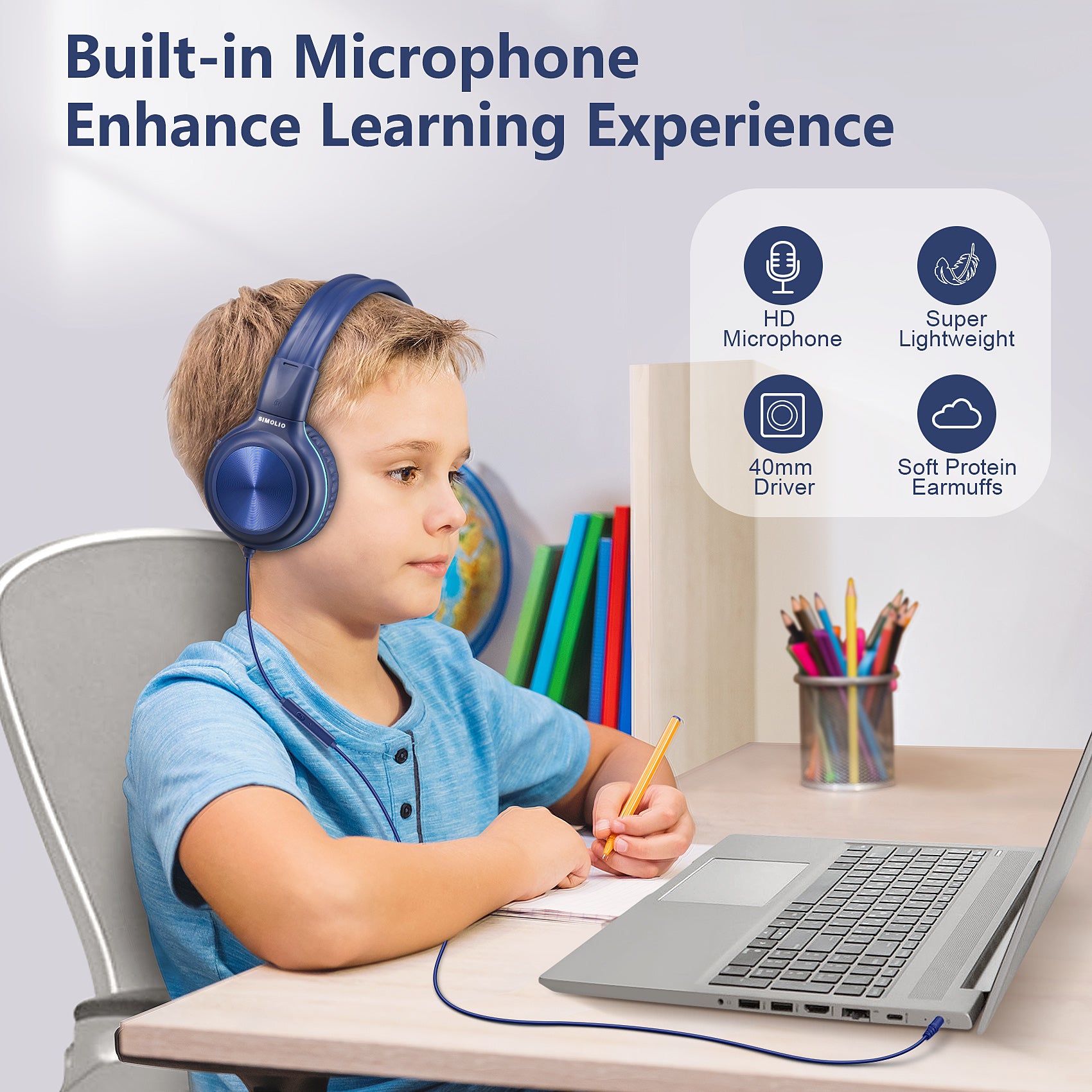 SIMOLIO Wired Kids Headphones Bulk Enhance Learning Experience