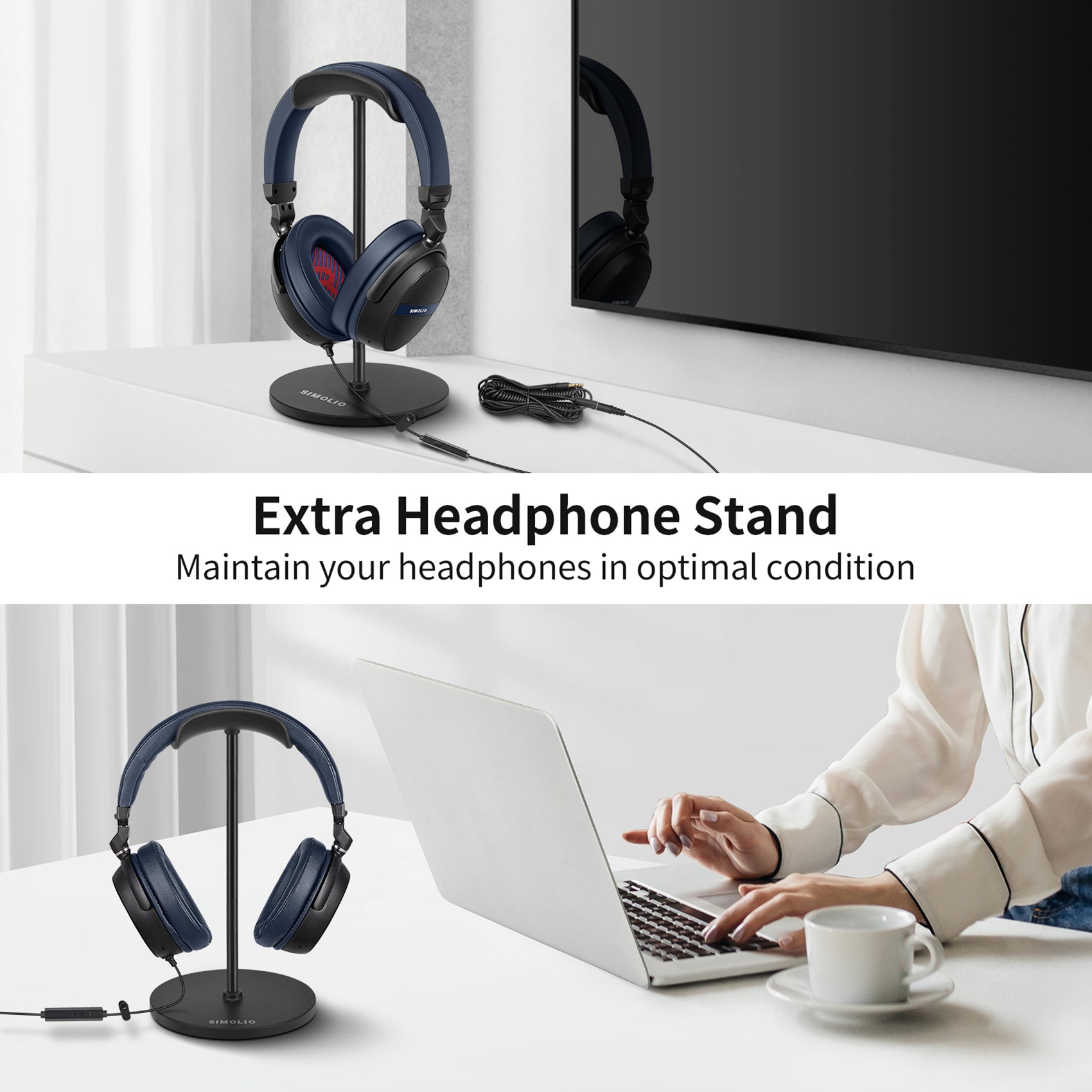 SIMOLIO-Long-Cord-Headphones-for-TV-PC-with-Headset-Holder-SM-906TVB