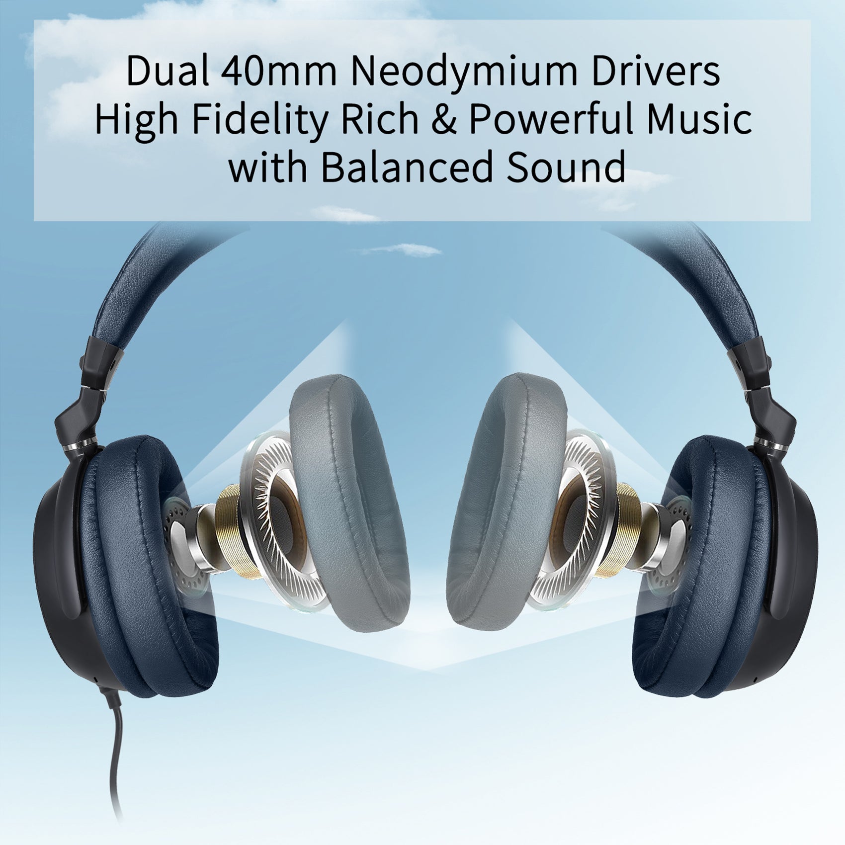 SIMOLIO-Long-Cord-Headphones-for-TV-PC-with-Headset-Stand-HD-SM-906TVB