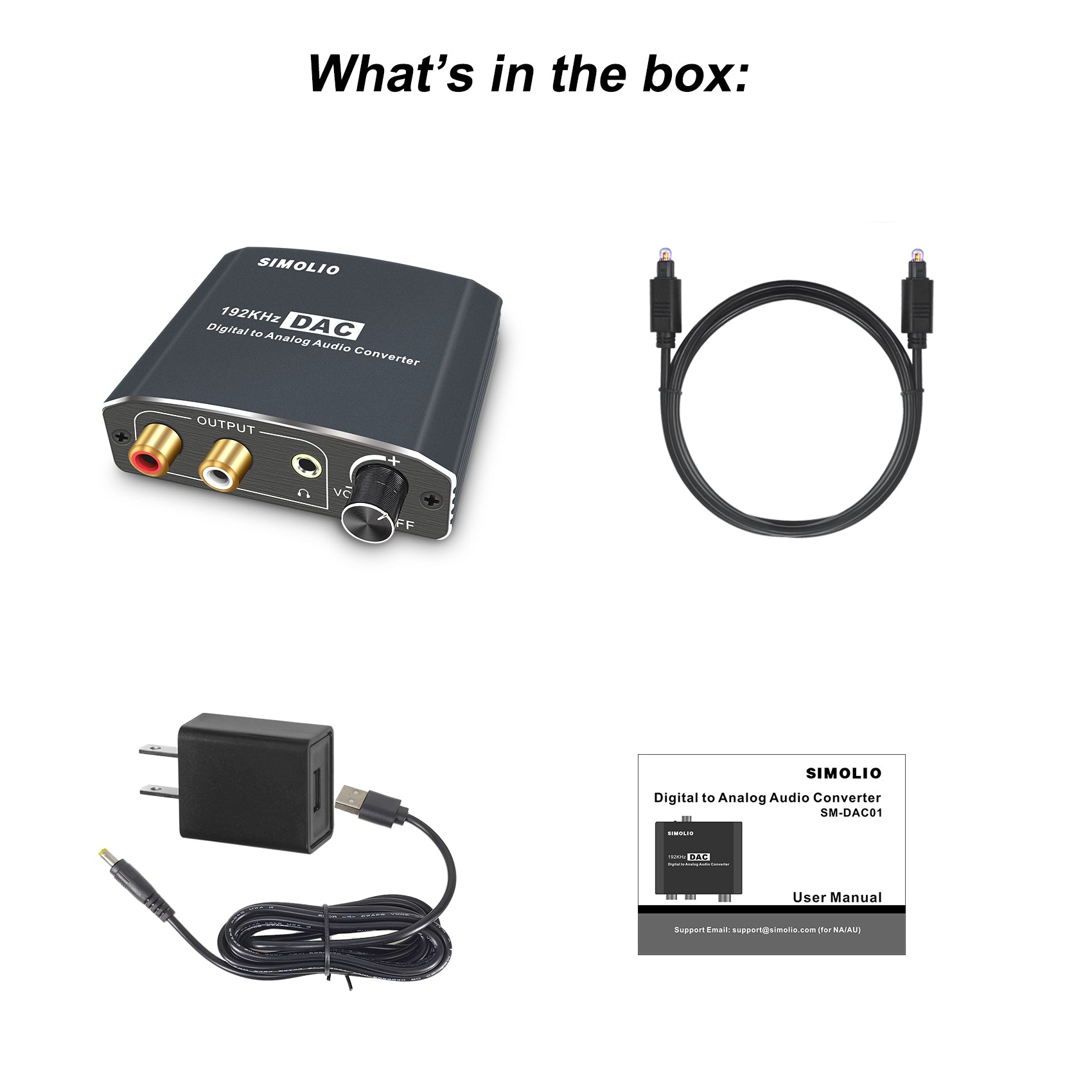 SIMOLIO SM-DAC01 digital to analog audio converter package