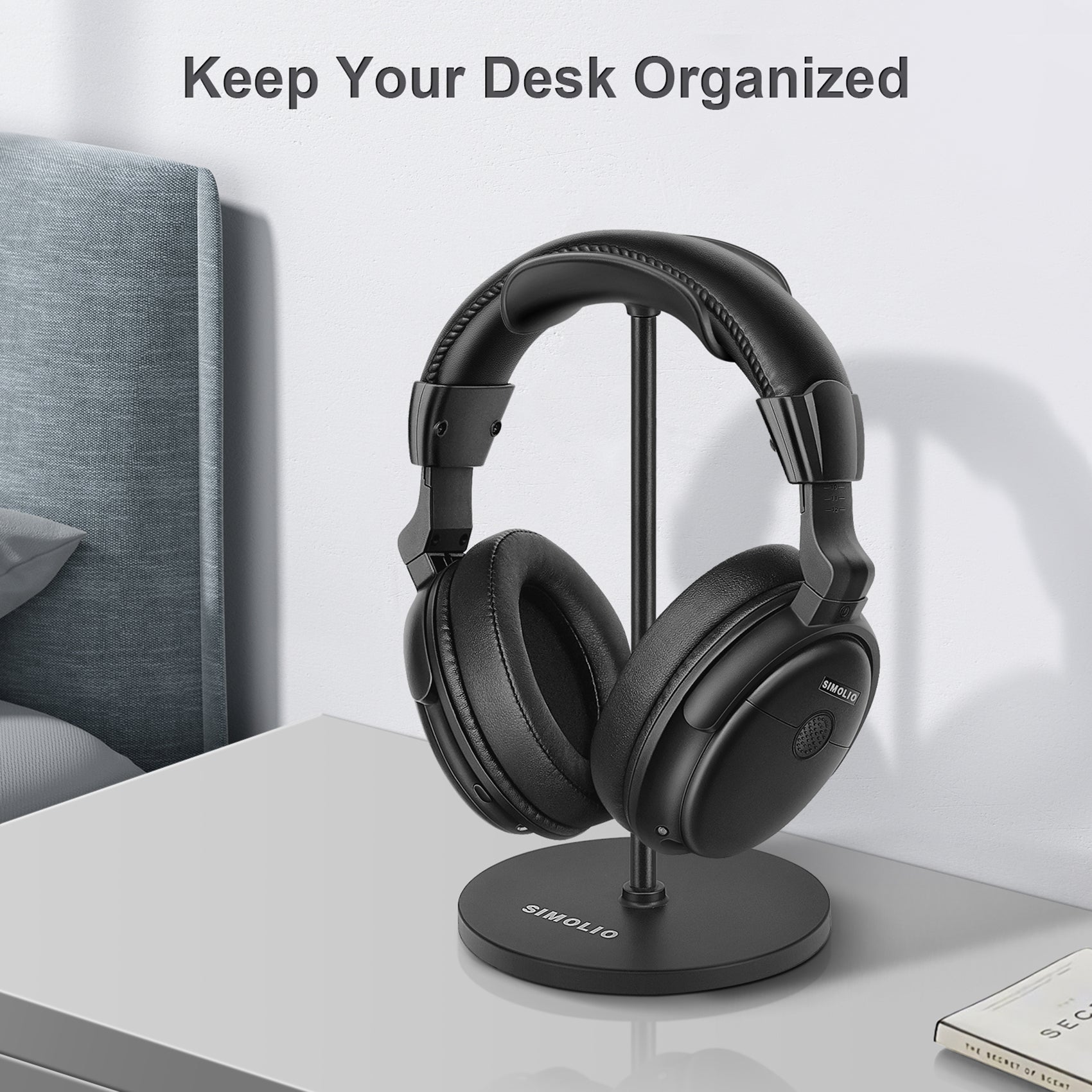 SIMOLIO Solid Anti-Slip Headset Holder for Desk Organized