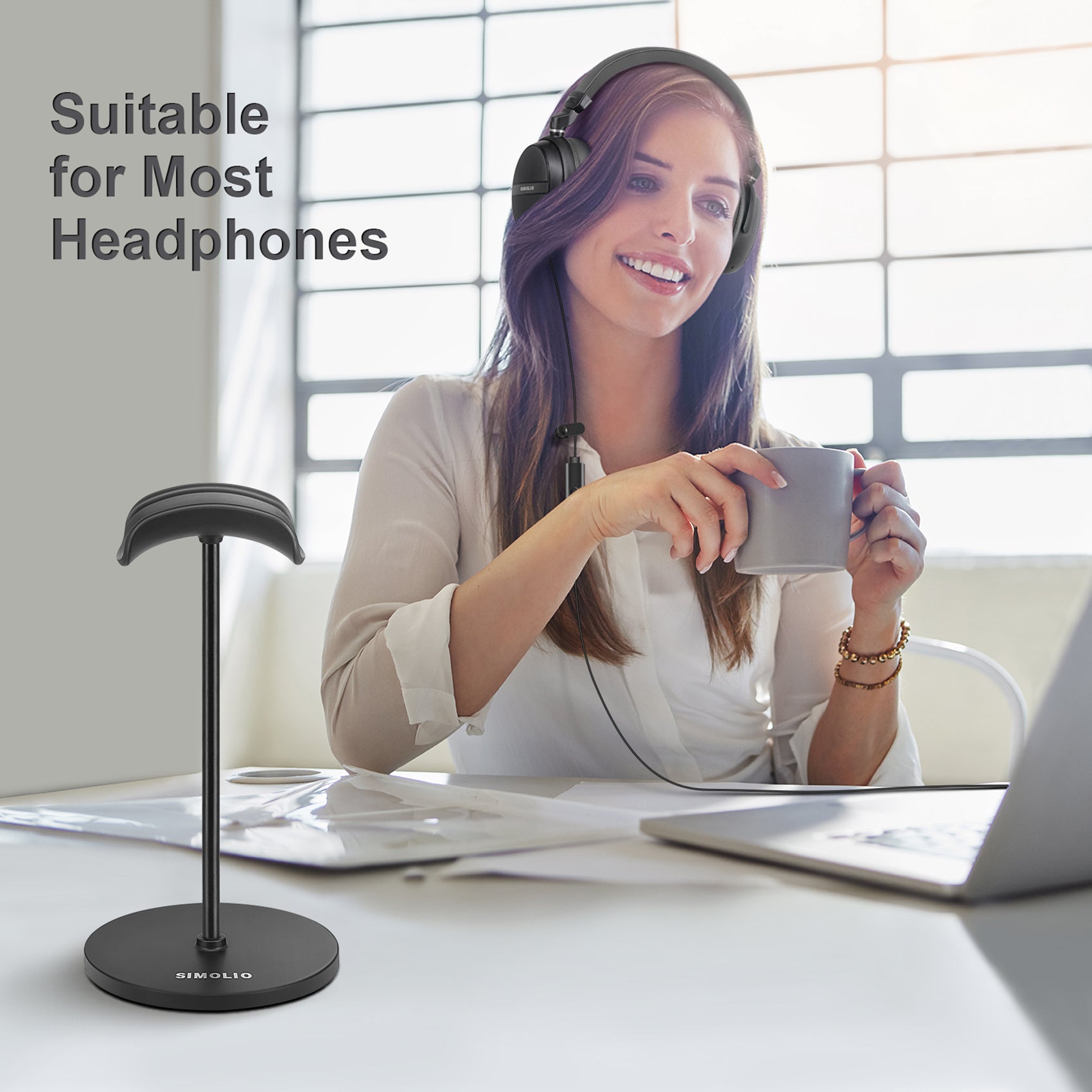 SIMOLIO Solid Anti-Slip Headset Holder for Desk Suitable