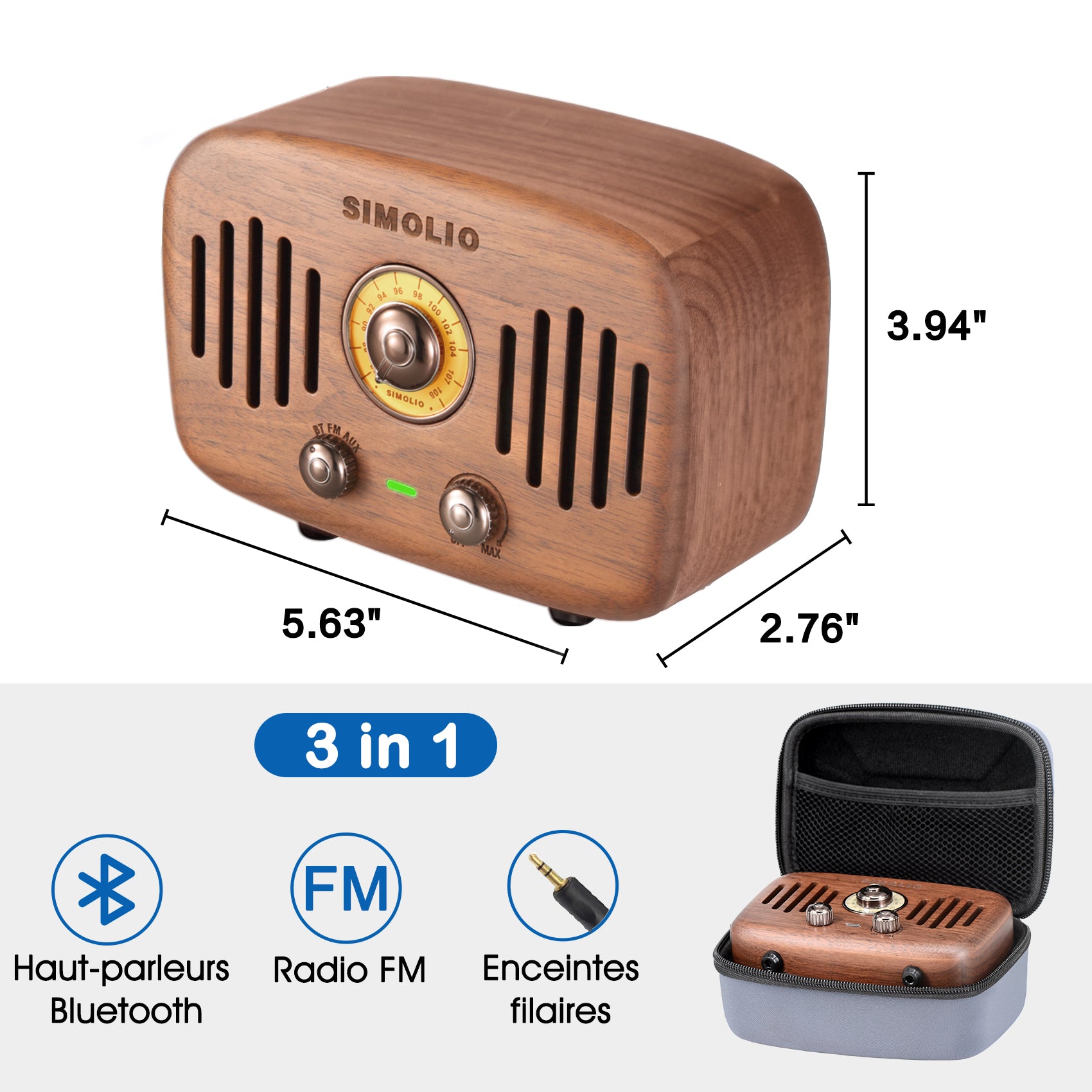 Simolio SM-762S vintage can be used as bluetooth speakers, FM radio and wired speakers