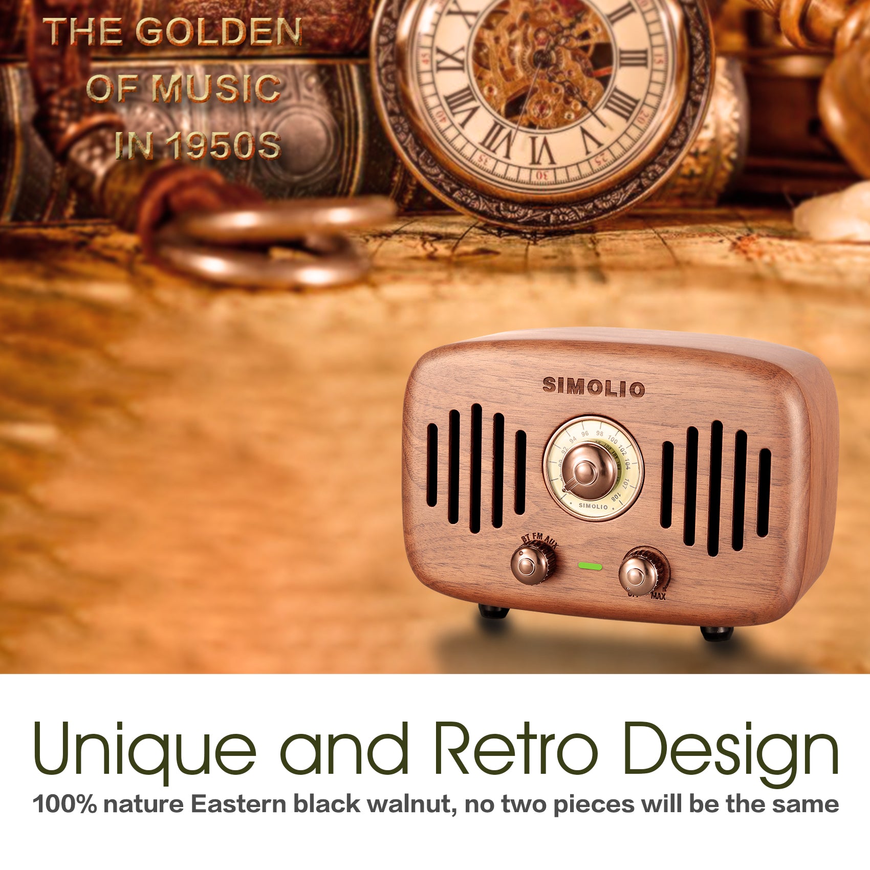 Simolio SM-762S bluetooth speakers with unique and retro design