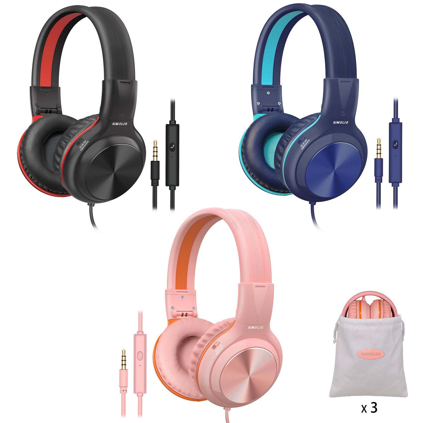 SIMOLIO Wired Kids Headphones 9043Pack