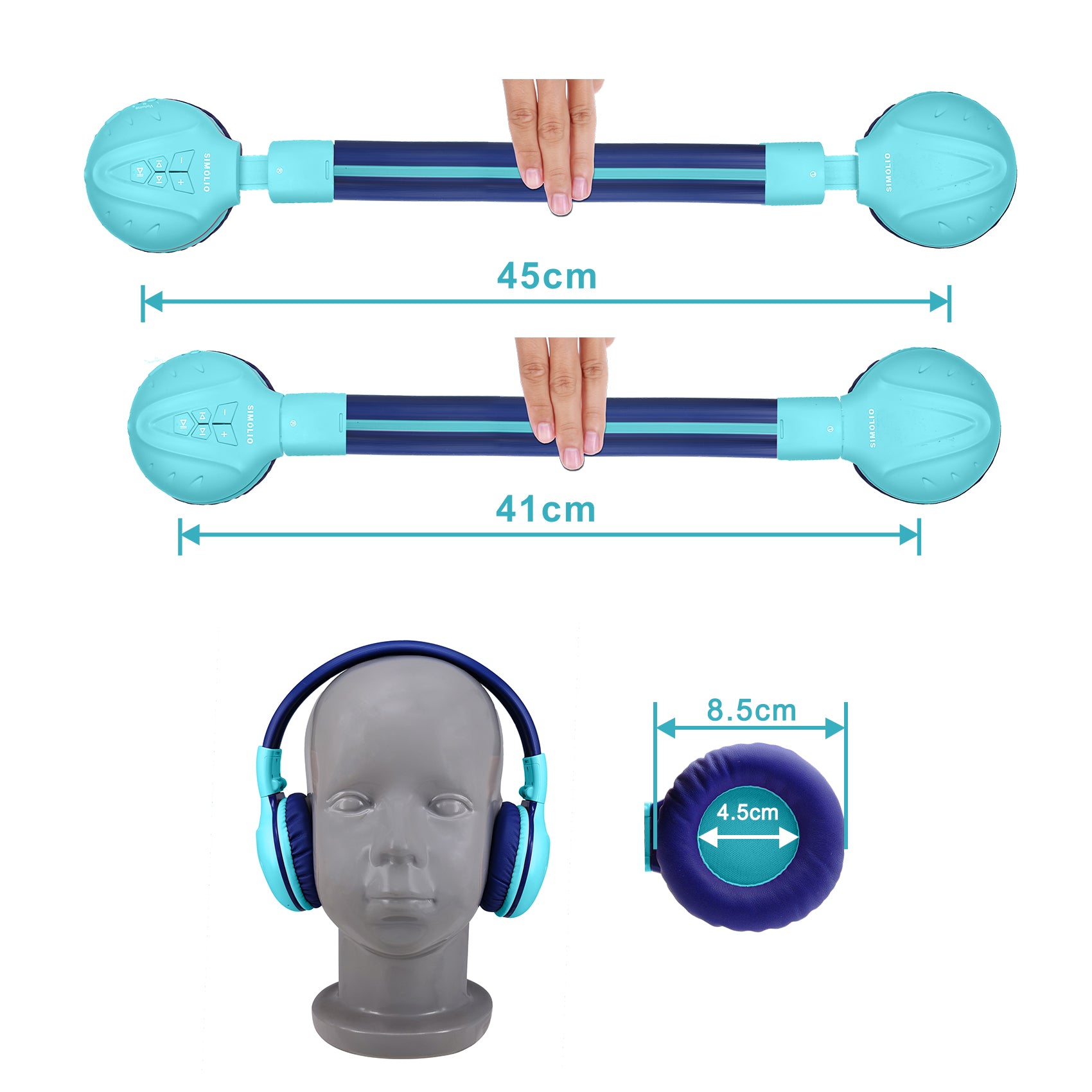 SIMOLIO JH-711P Bluetooth Kids Headphones with Safe Volume Limiter Adjustable