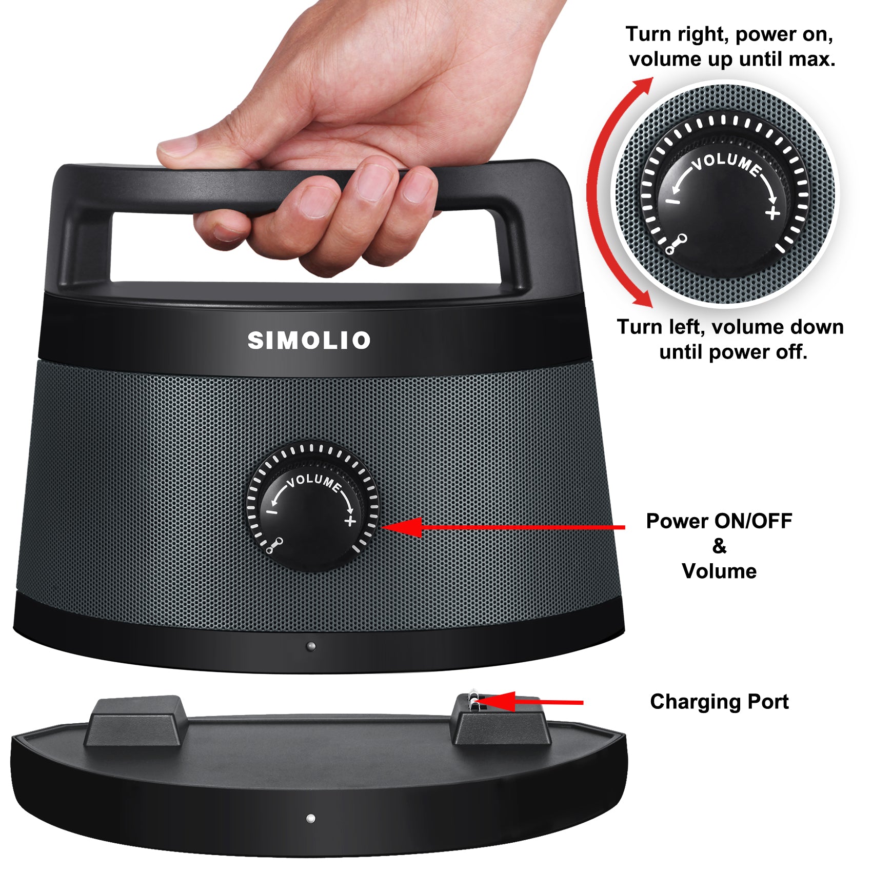 SIMOLIO Wireless TV Speakers for Elderly (SM-621D) Gray – Simolio