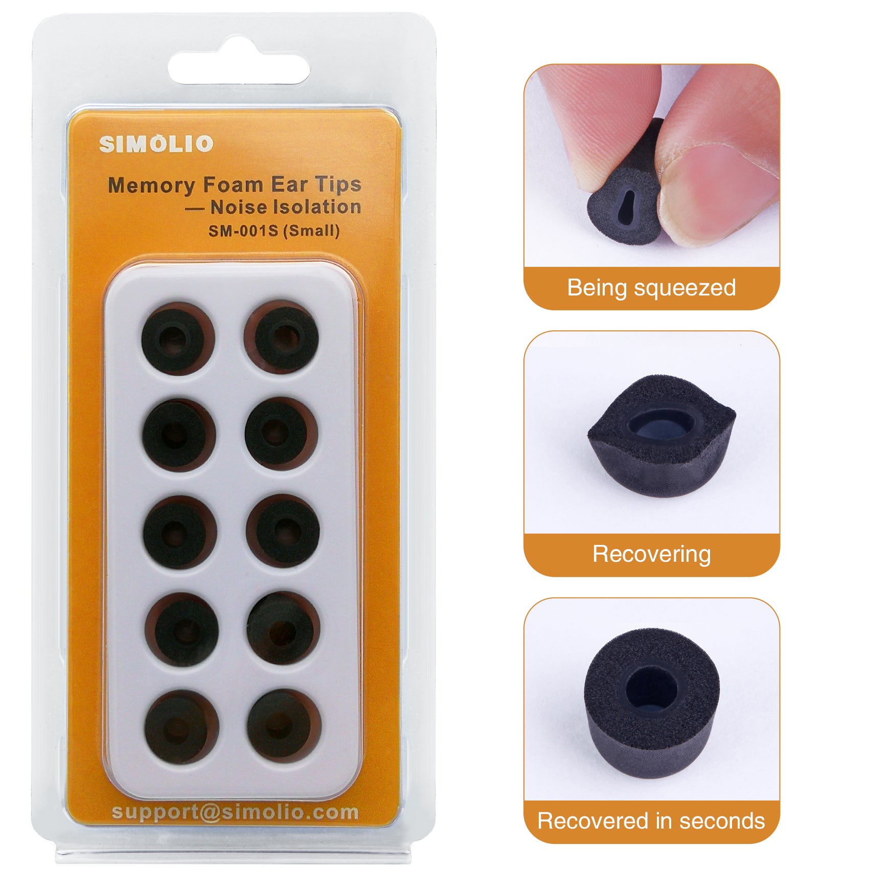 SIMOLIO SM-001S replacement ear tips for wireless tv headphones package