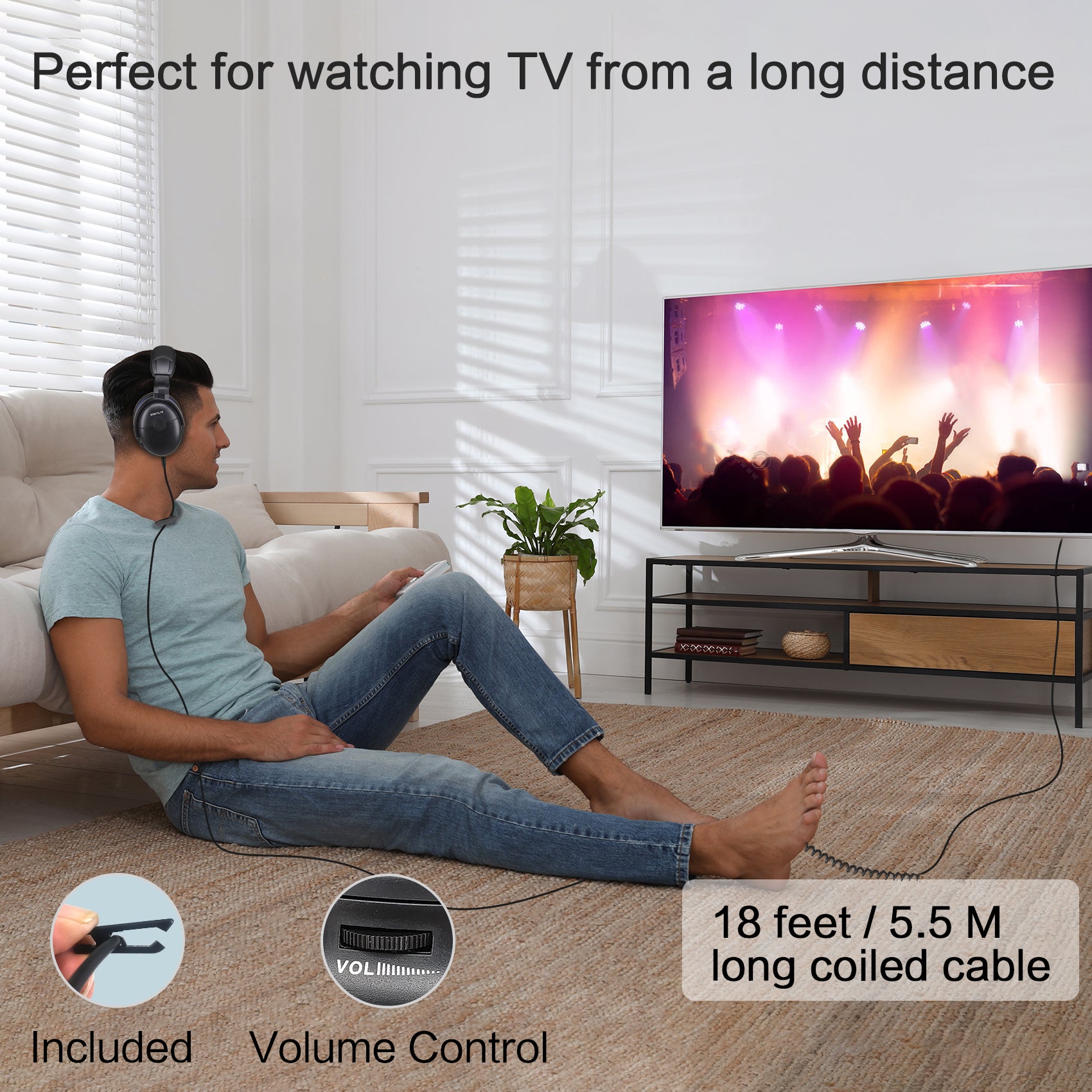 SIMOLIO-wired-headphones-for-tv-watching-long-cord-customized-volume-SM-905tv
