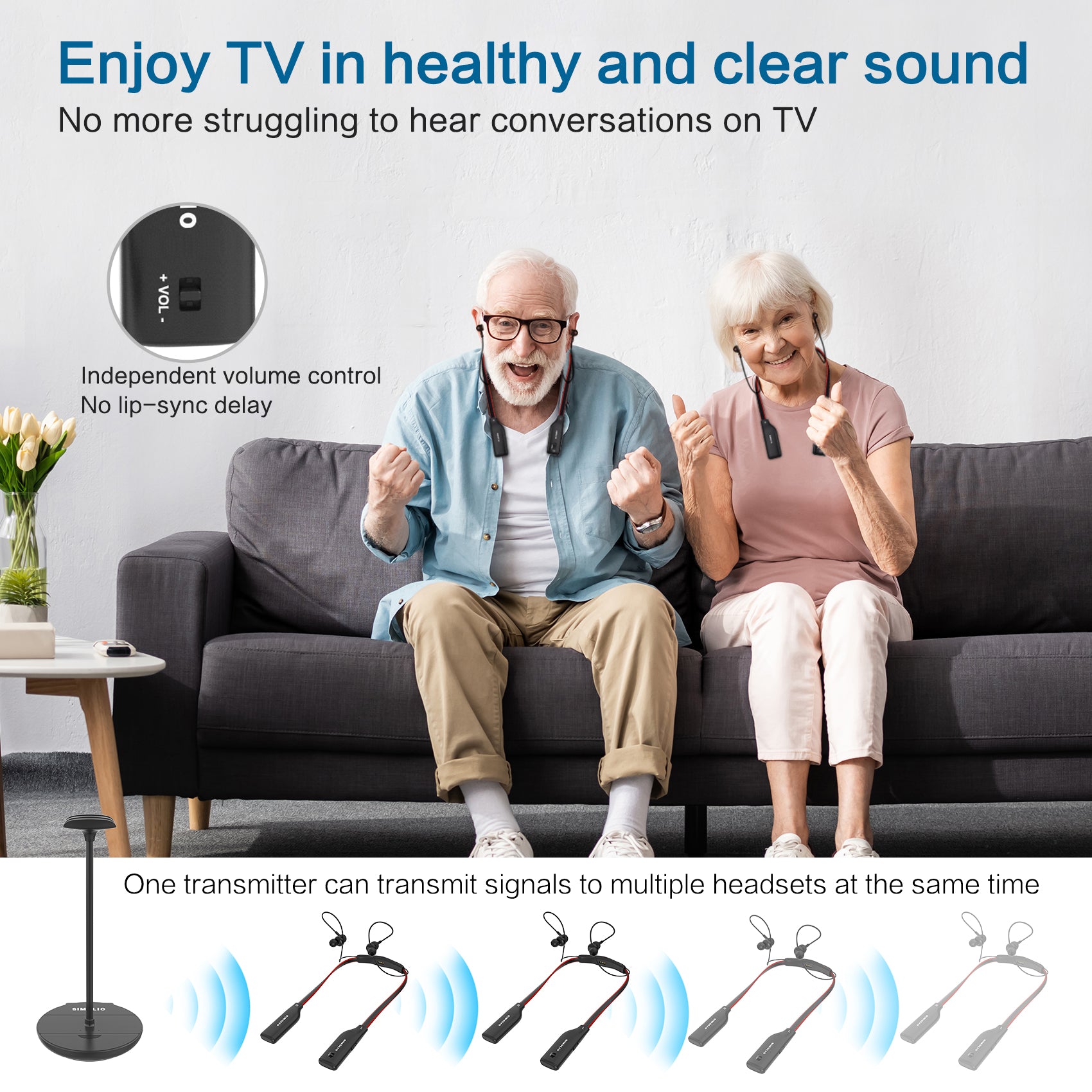 12 Off Two Pack Wireless Neckband Headphones for TV SM 828D2 Simolio Electronics
