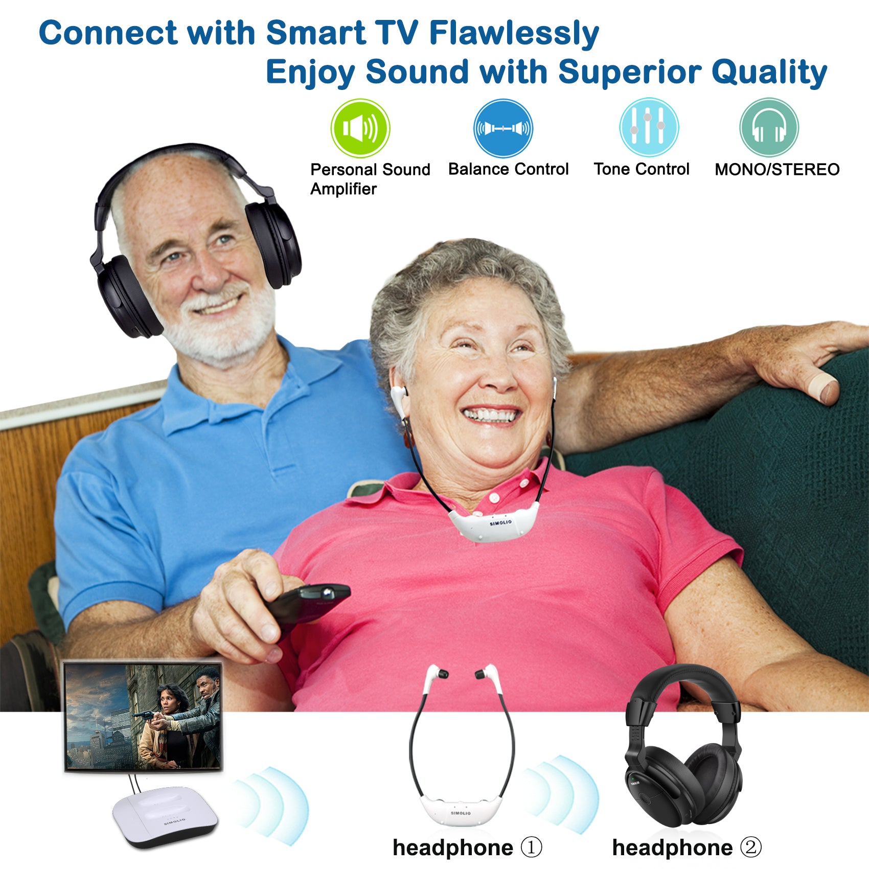 SIMOLIO-wireless-headphones-for-tv-watching-two-headphones-customized-volume-SM-8245