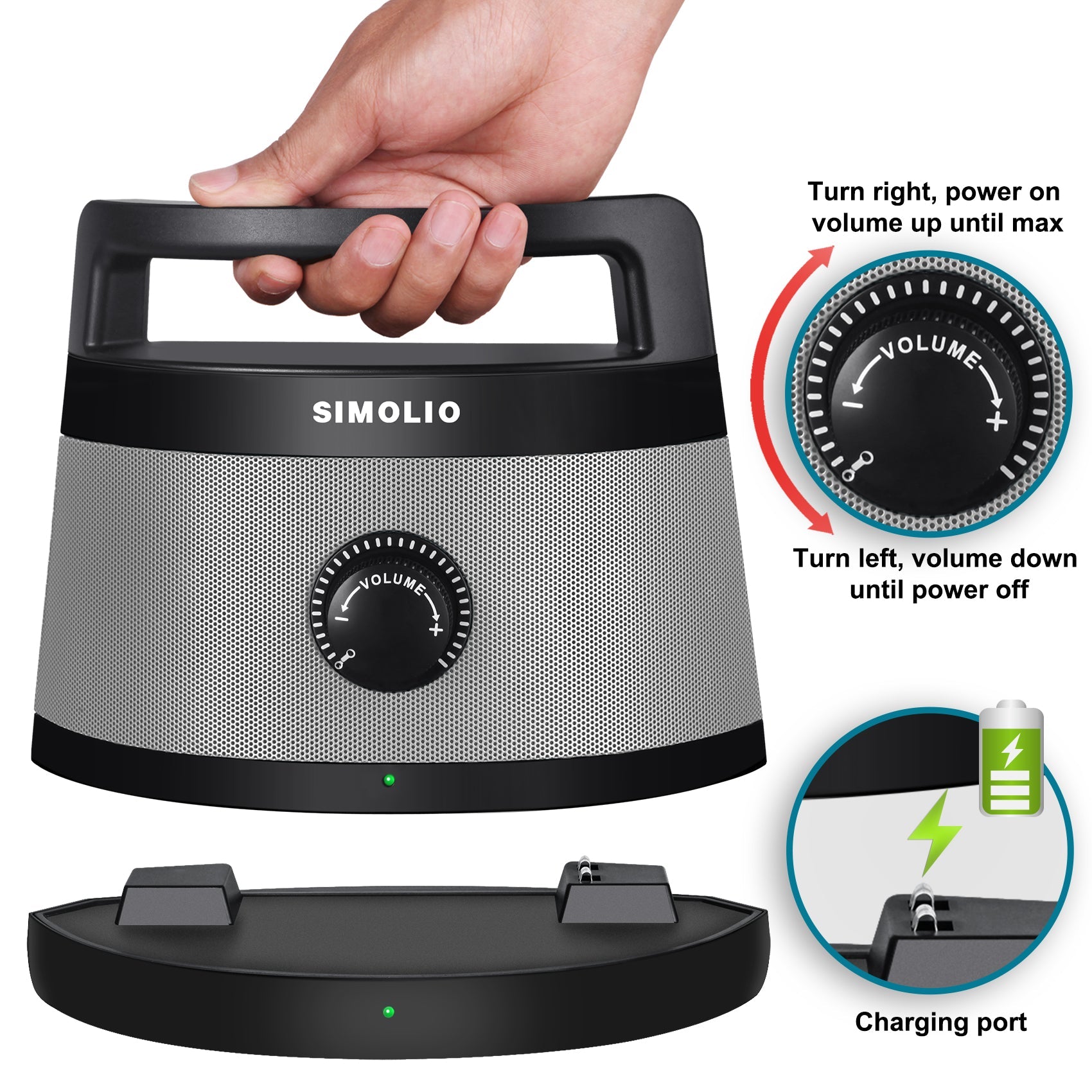 SIMOLIO SM-621D Portable wireless speakers for TV with volume control