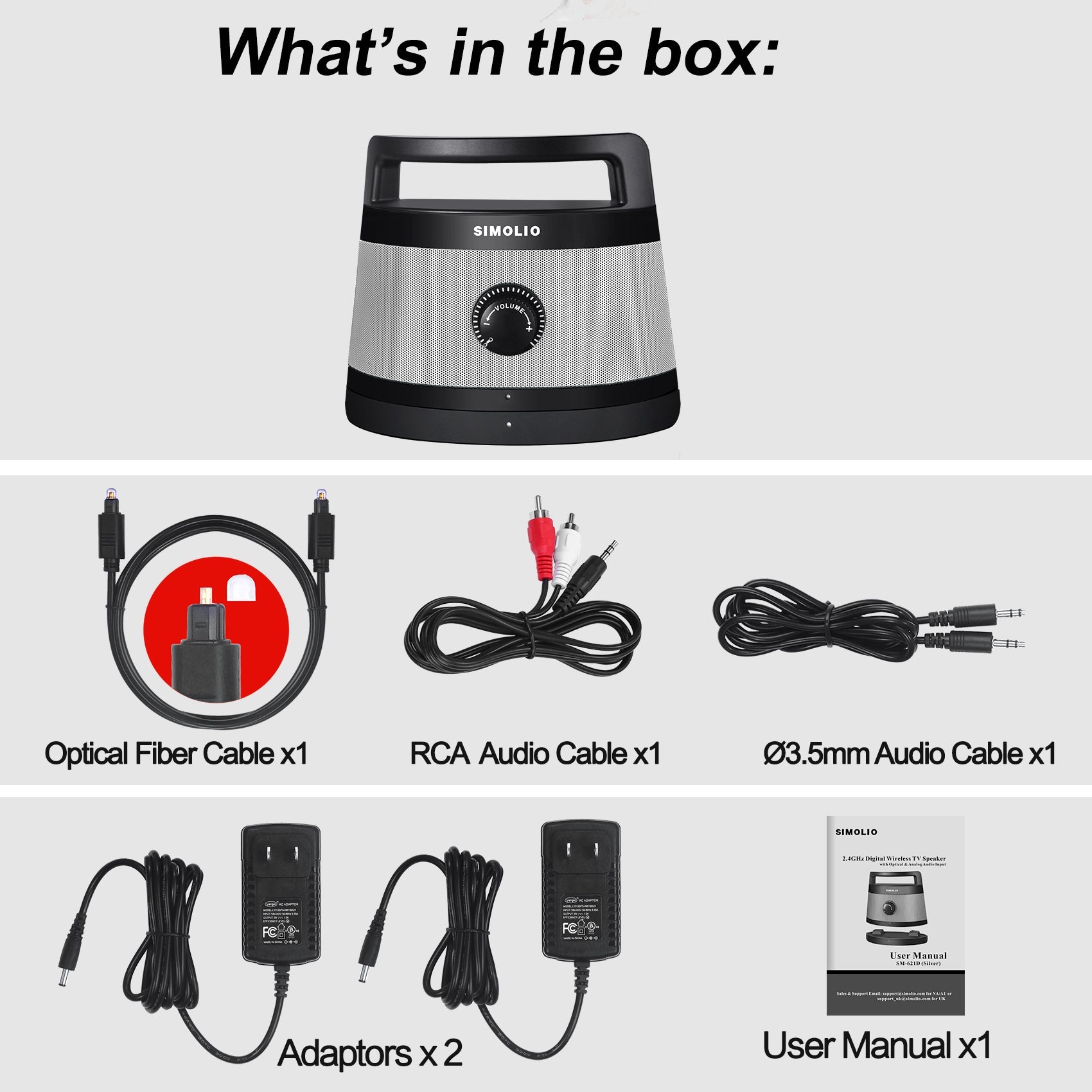 SIMOLIO SM-621D Portable wireless speakers for TV package