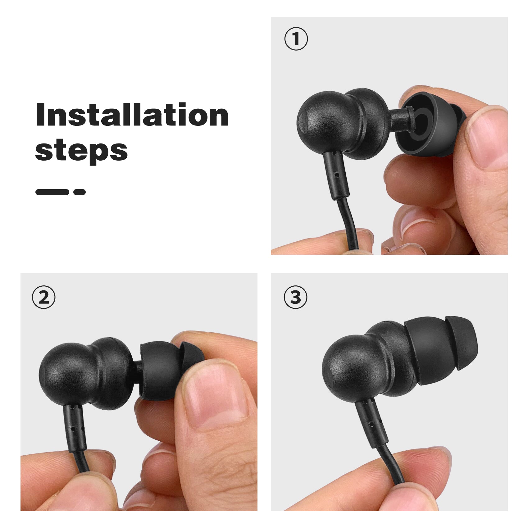 Simolio Headset Replacement Silicone Ear Tips Installation Way