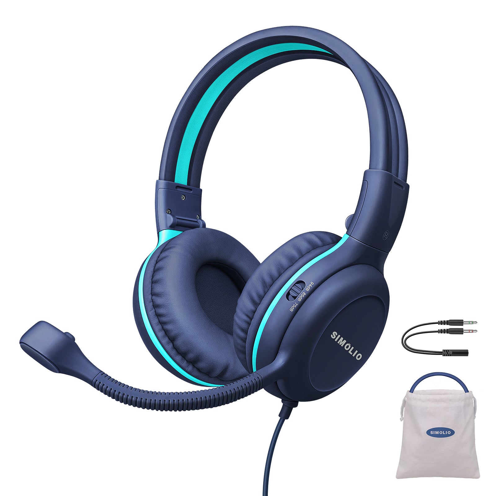 Kids Headphones with Microphone for School kd-1 blue