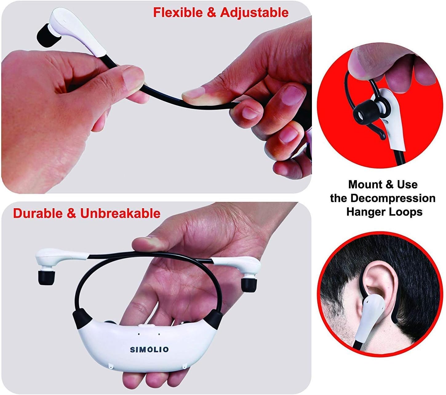 SIMOLIO 2.4G Wireless TV Headphones for Seniors and Hard of Hearing (SM-823D)