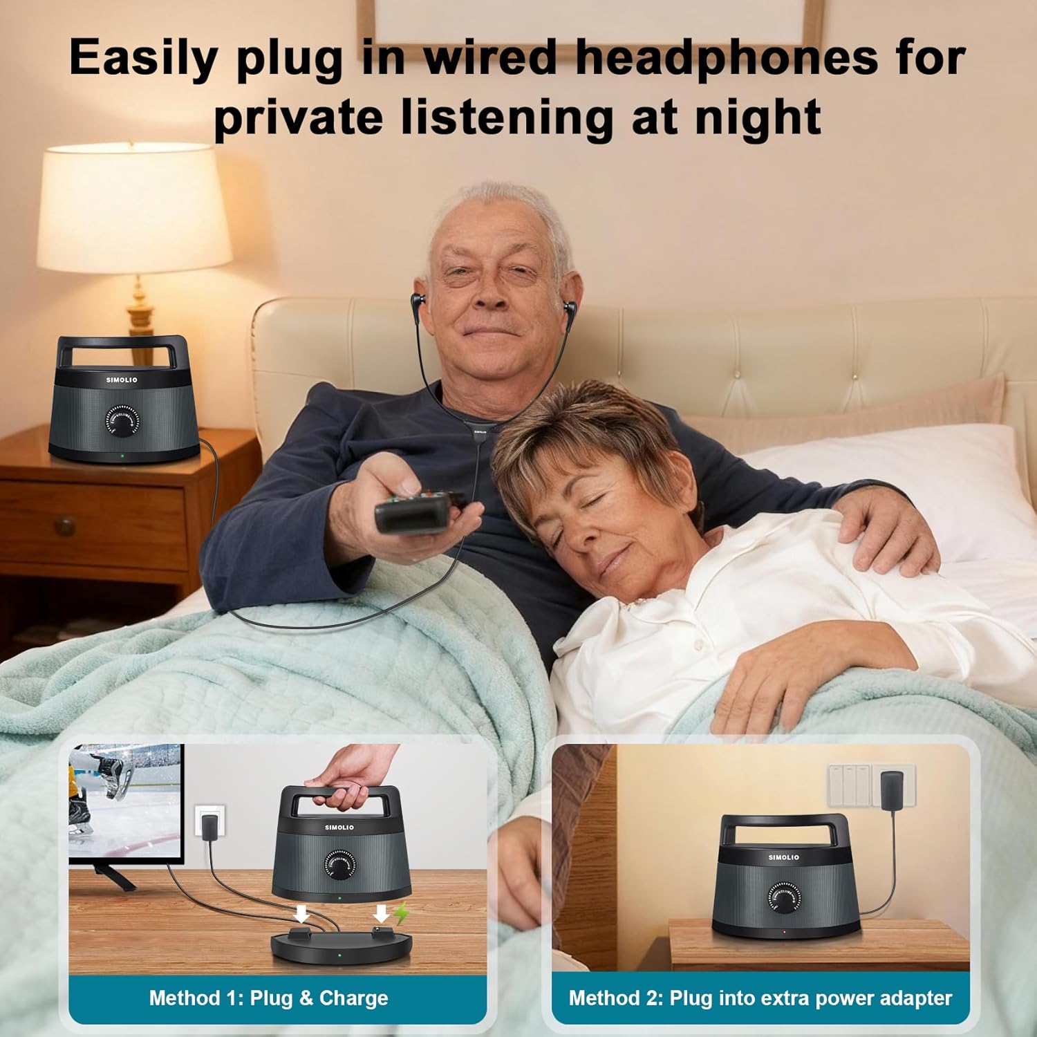 SIMOLIO  Wireless TV Speakers for Elderly (SM-621D Plus) Grey Simolio Electronics