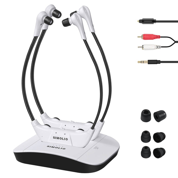SIMOLIO Dual Wireless Headsets for TV for Elderly and Hard of Hearing (SM-824D2)