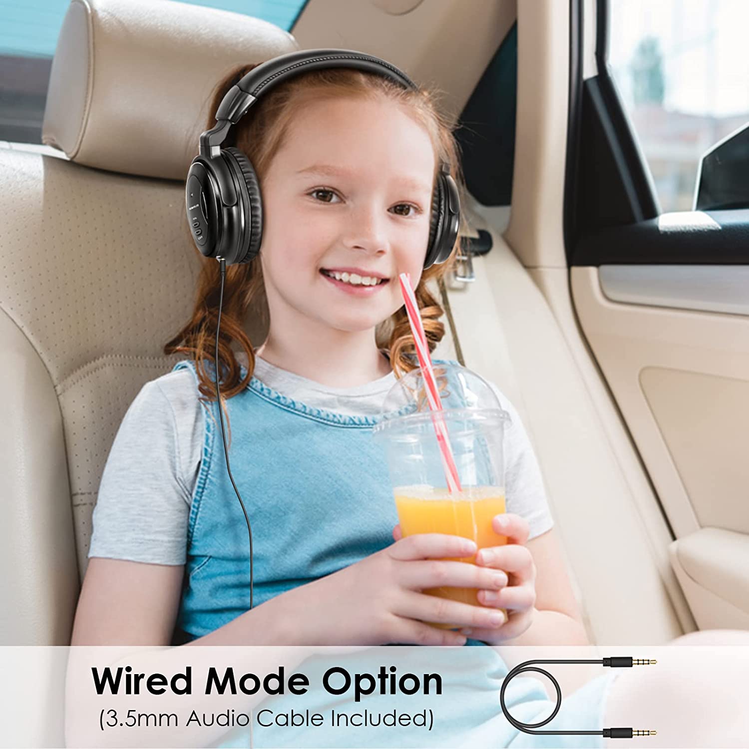 SIMOLIO 2 Channels Wireless Car Headphones Wired Mode SM-568