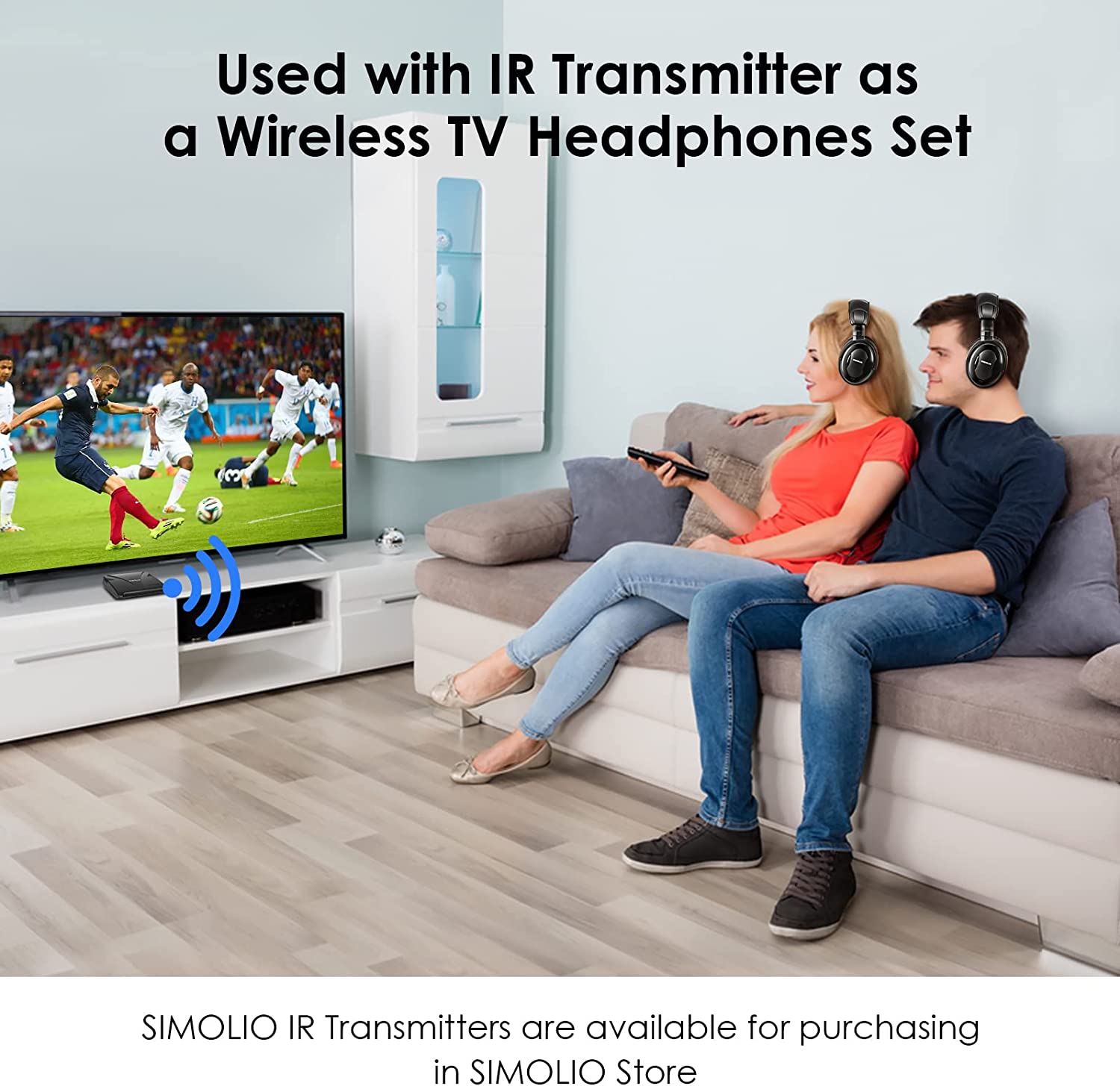 SIMOLIO 2 Channels Wireless Car Headphones Work with IR Transmitter on TV SM-568