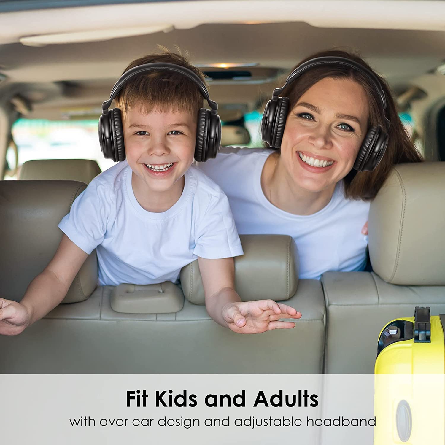 SIMOLIO 2 Channels Wireless Car Headphones for Kids Adult SM-568