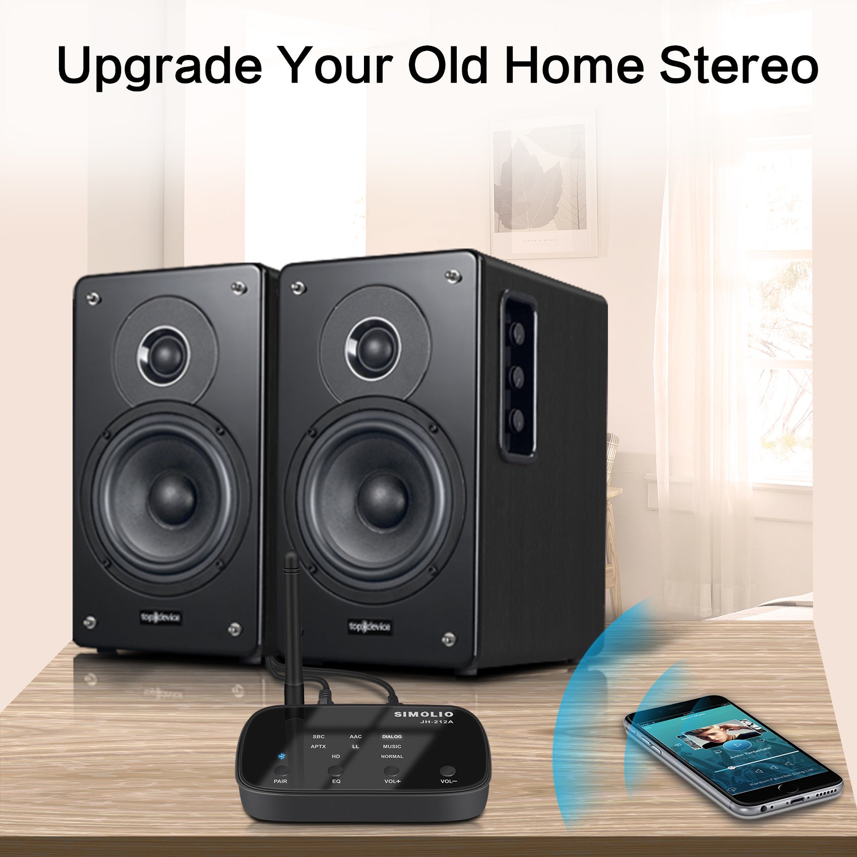 SIMOLIO JH-212A aptX HD Bluetooth Receiver Work with Home Stereo