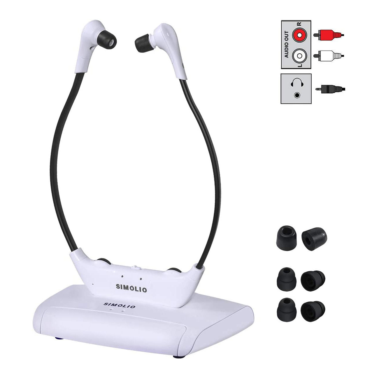 SIMOLIO SM-823 PRO wireless tv headset analog connection front view