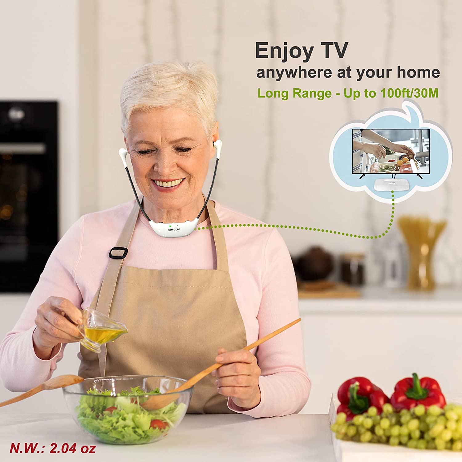 SIMOLIO SM-823 PRO wireless tv headset long transmission distance